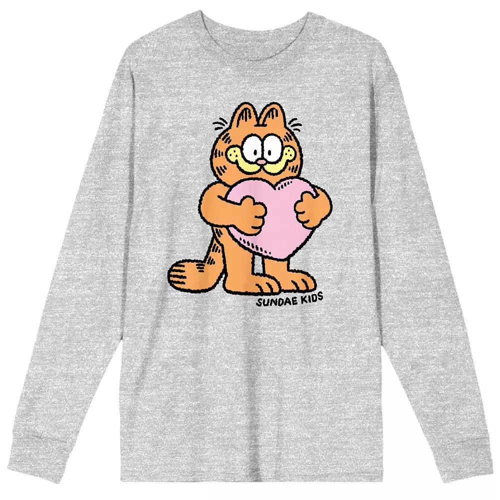 Men's Garfield With Pink Heart Long Sleeve Tee,  Product Image