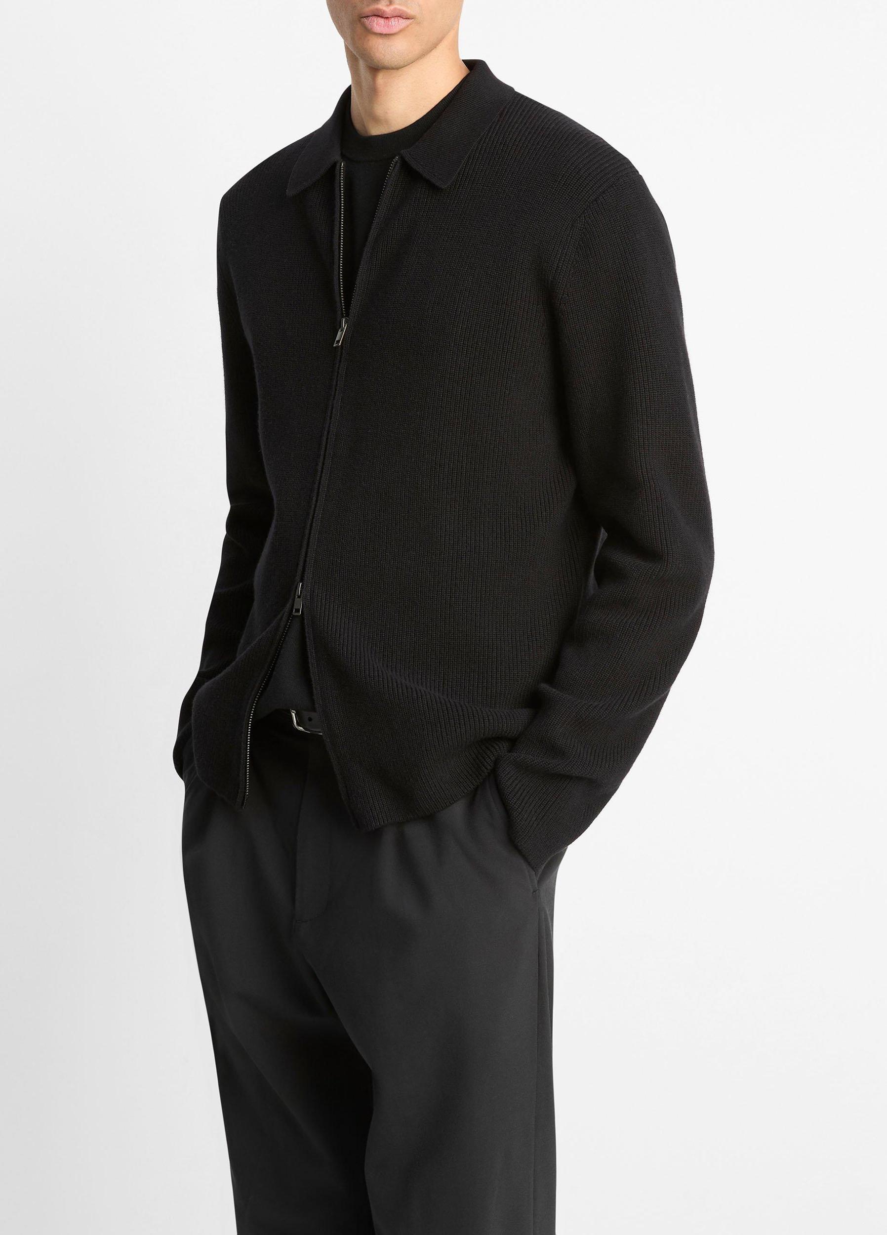 Wool-Blend Two-Way Zip Cardigan Product Image