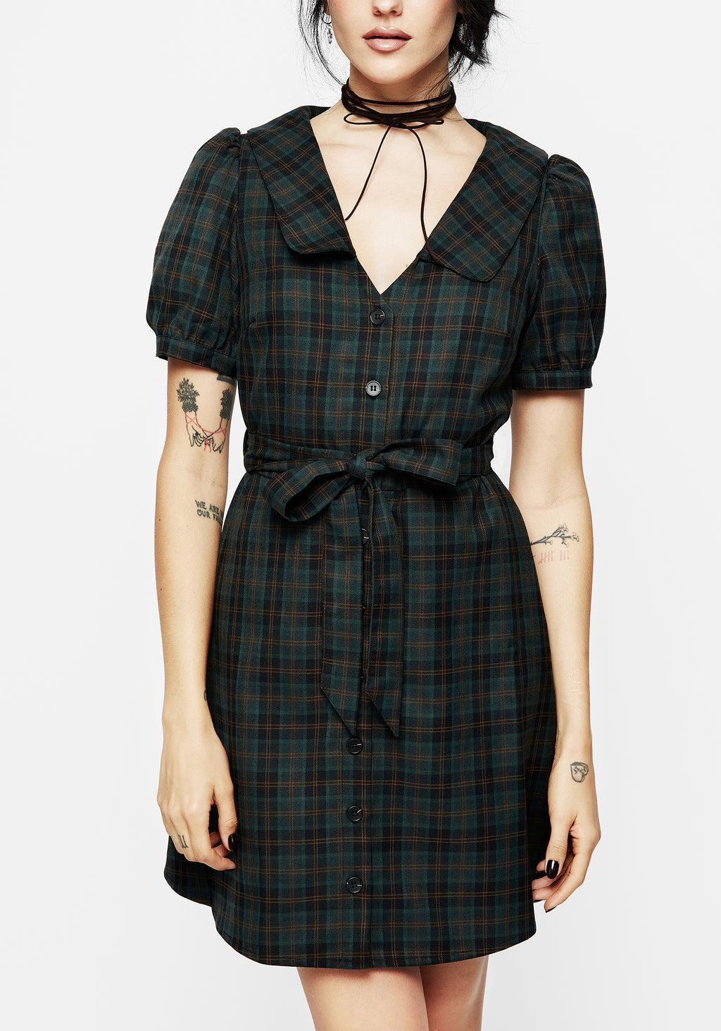 Nightingale Check Collar Mini Shirt Dress Product Image