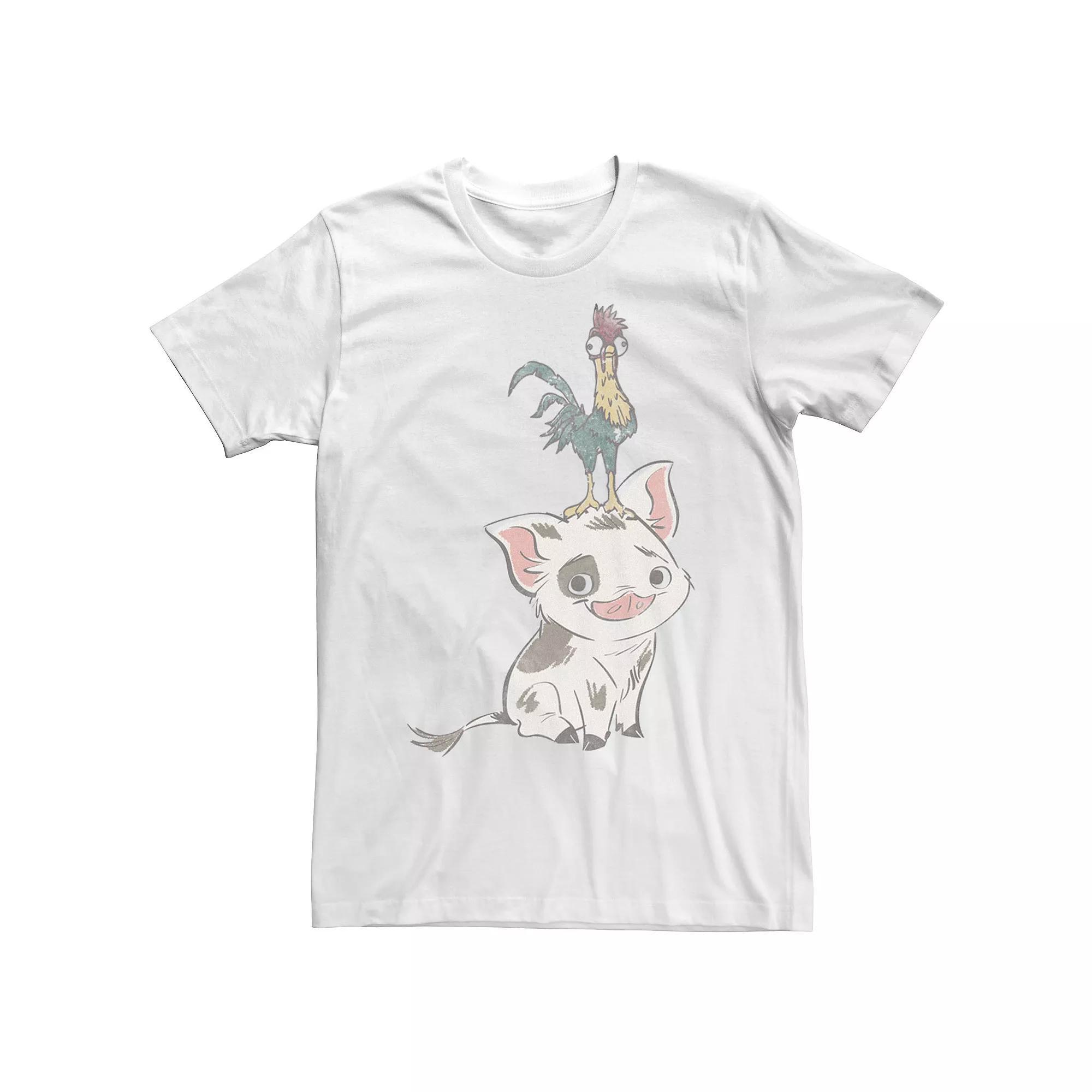 Disney's Moana Pua & Hei Hei Portrait Men's Tee, Size: XL, White Product Image