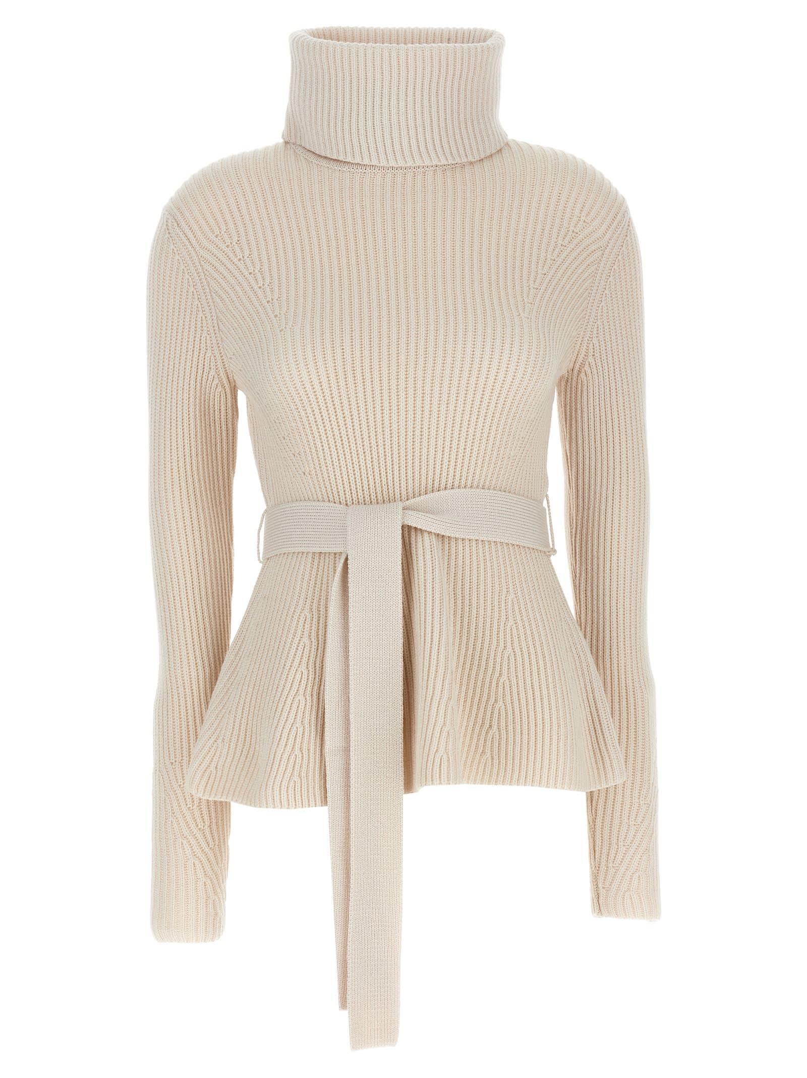 Illustration Peplum Sweater, Cardigans Beige Product Image