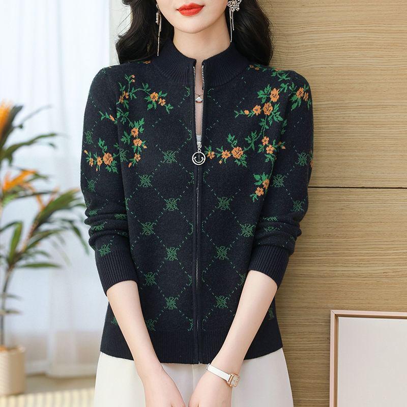 Floral Zip Cardigan Product Image