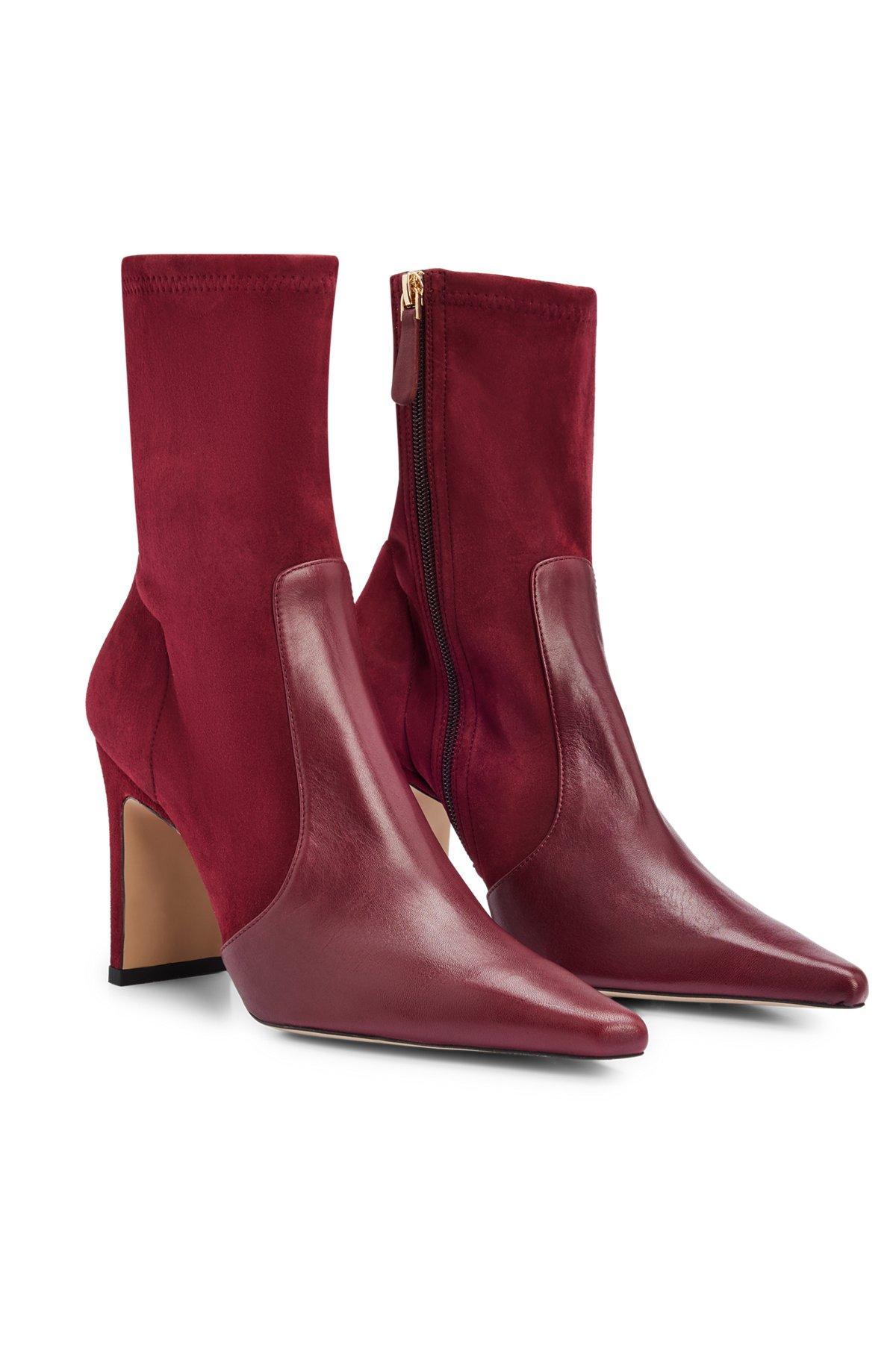 Ankle boots in suede and leather with side zip Product Image