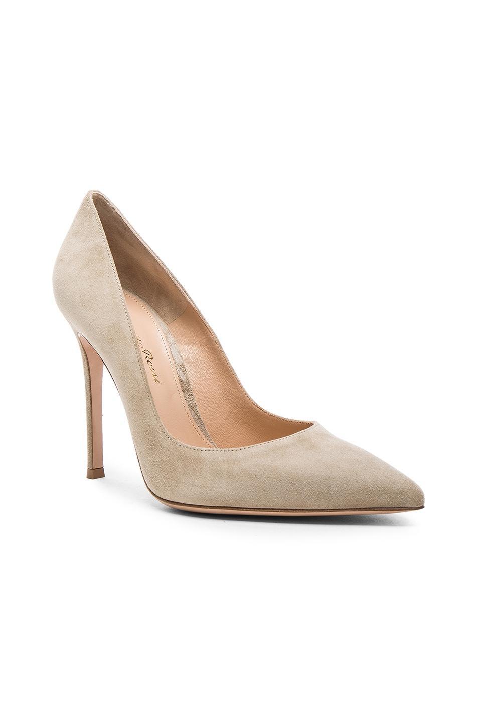 Gianvito Rossi Suede Gianvito Heels in Neutral Product Image