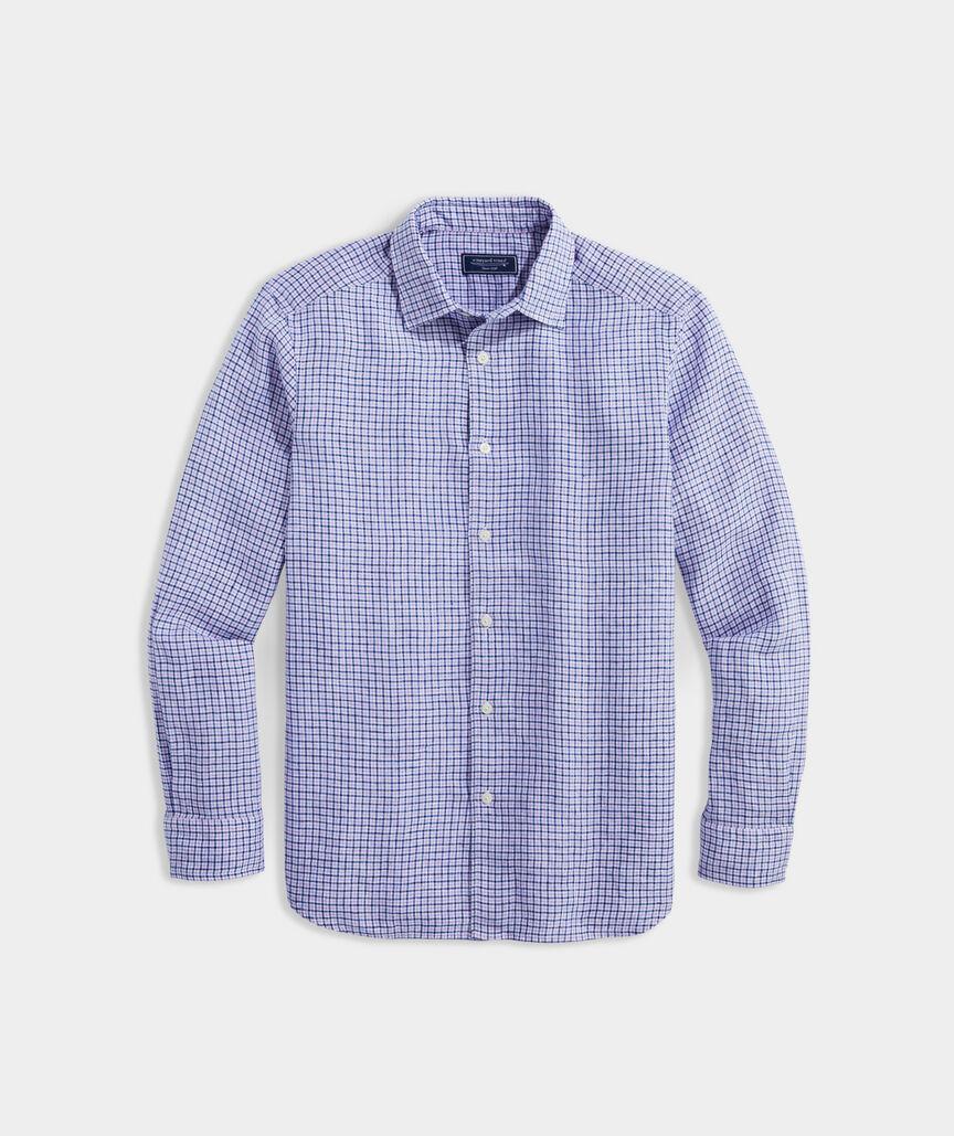 Linen Tattersall Spread Collar Shirt Product Image