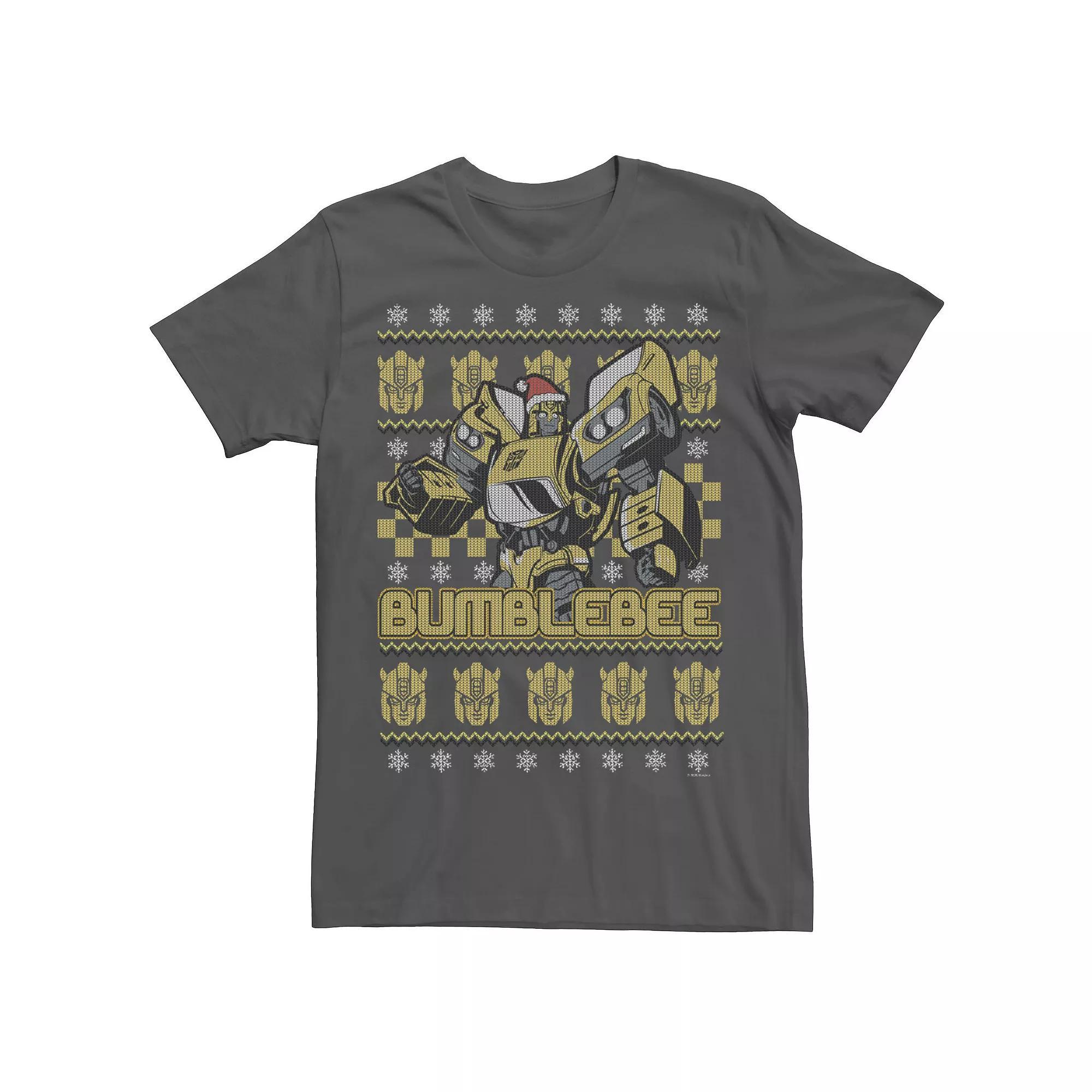 Men's Transformers Christmas Bumblebee Ugly Sweater Tee, Size: XS, Grey Product Image