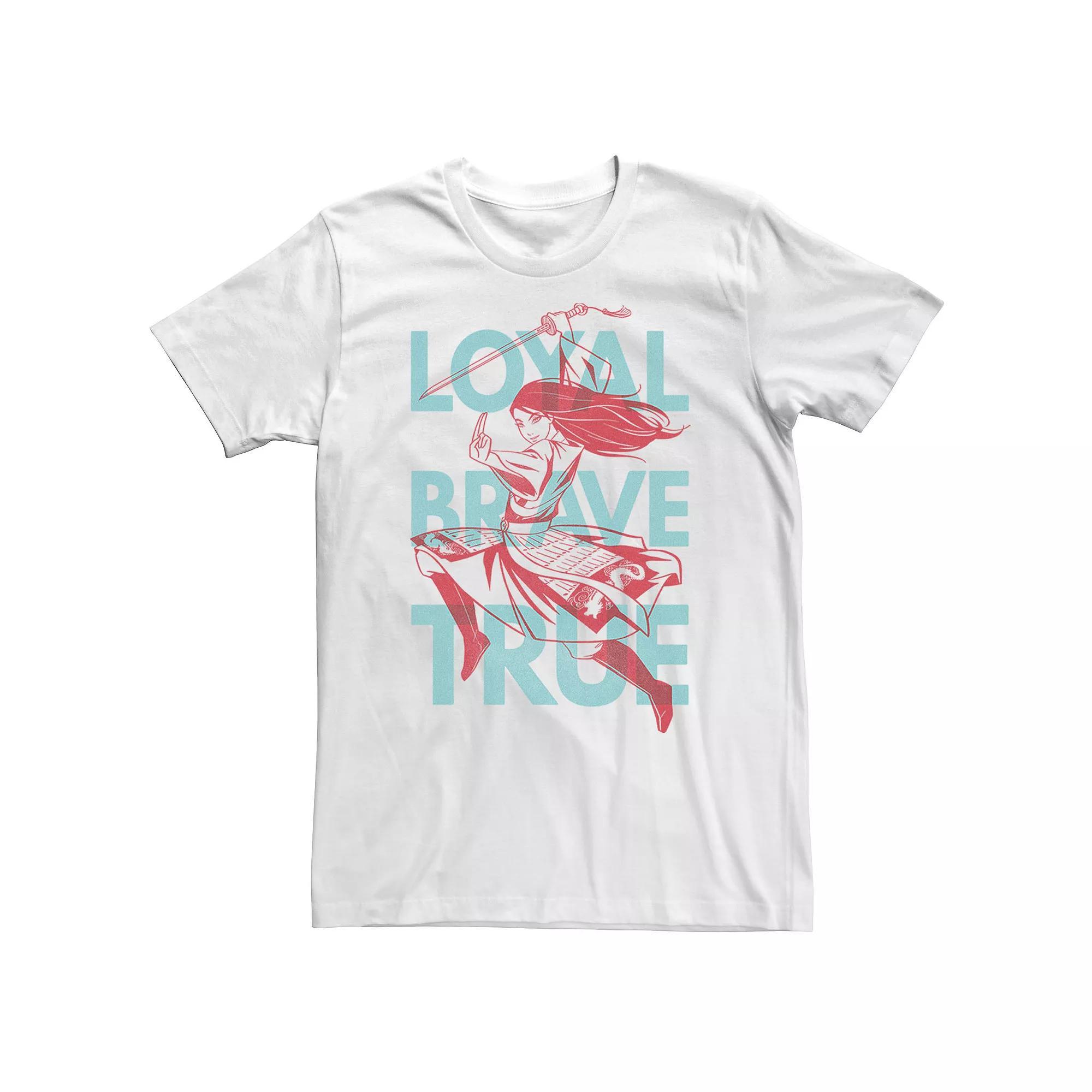 Big & Tall Disney Mulan Live Action Loyal Brave True Text Overlay Tee, Men's,  Product Image