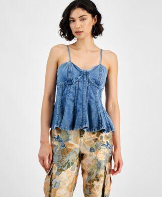 Guess Womens Maia Sleeveless Size-Zip Peplum Top Product Image