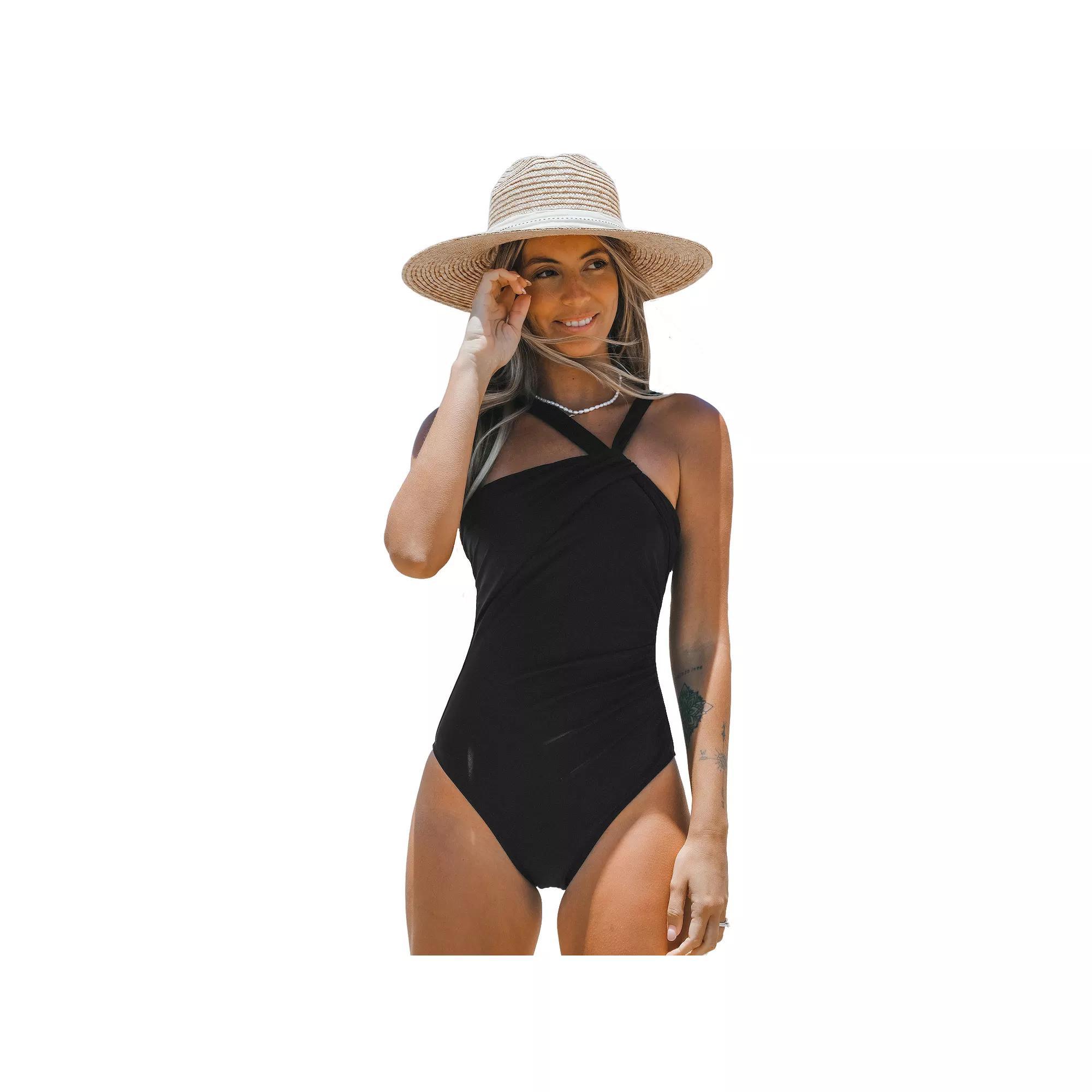Women's Cupshe Tummy Control One-Piece Swimsuit, Size: Medium, Black Product Image