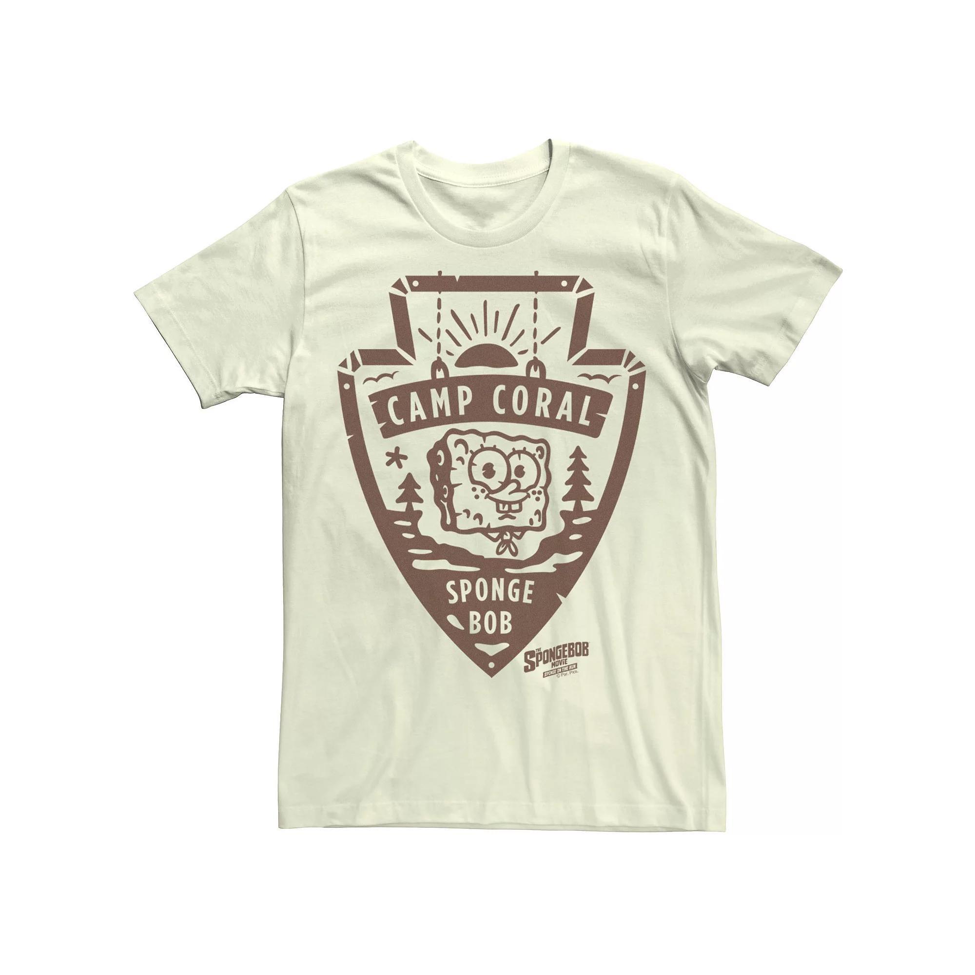 Men's SpongeBob Sponge On The Run Camp Coral Badge Tee,  Product Image