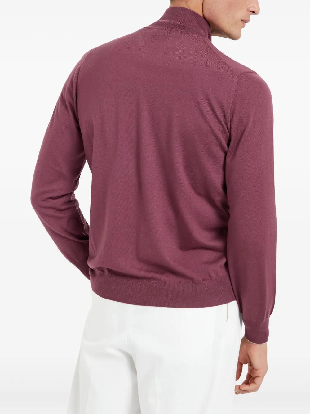 BRUNELLO CUCINELLI Virgin Wool And Cashmere Lightweight Cardigan In Grape Product Image