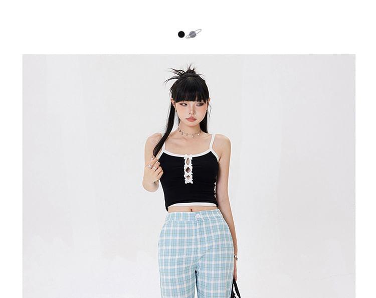 Mid Waist Plaid Flared Pants (Various Designs) Product Image