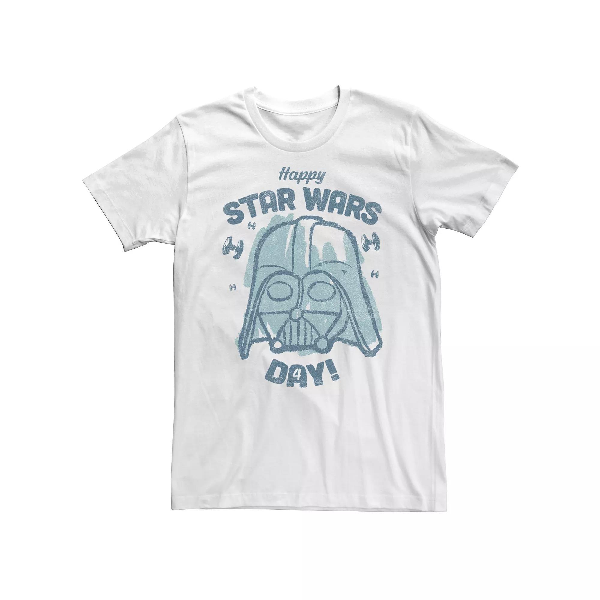 Big & Tall Star Wars May The Fourth Be With You Darth Vader Sketch Tee, Men's, Size: XXL Tall, White Product Image