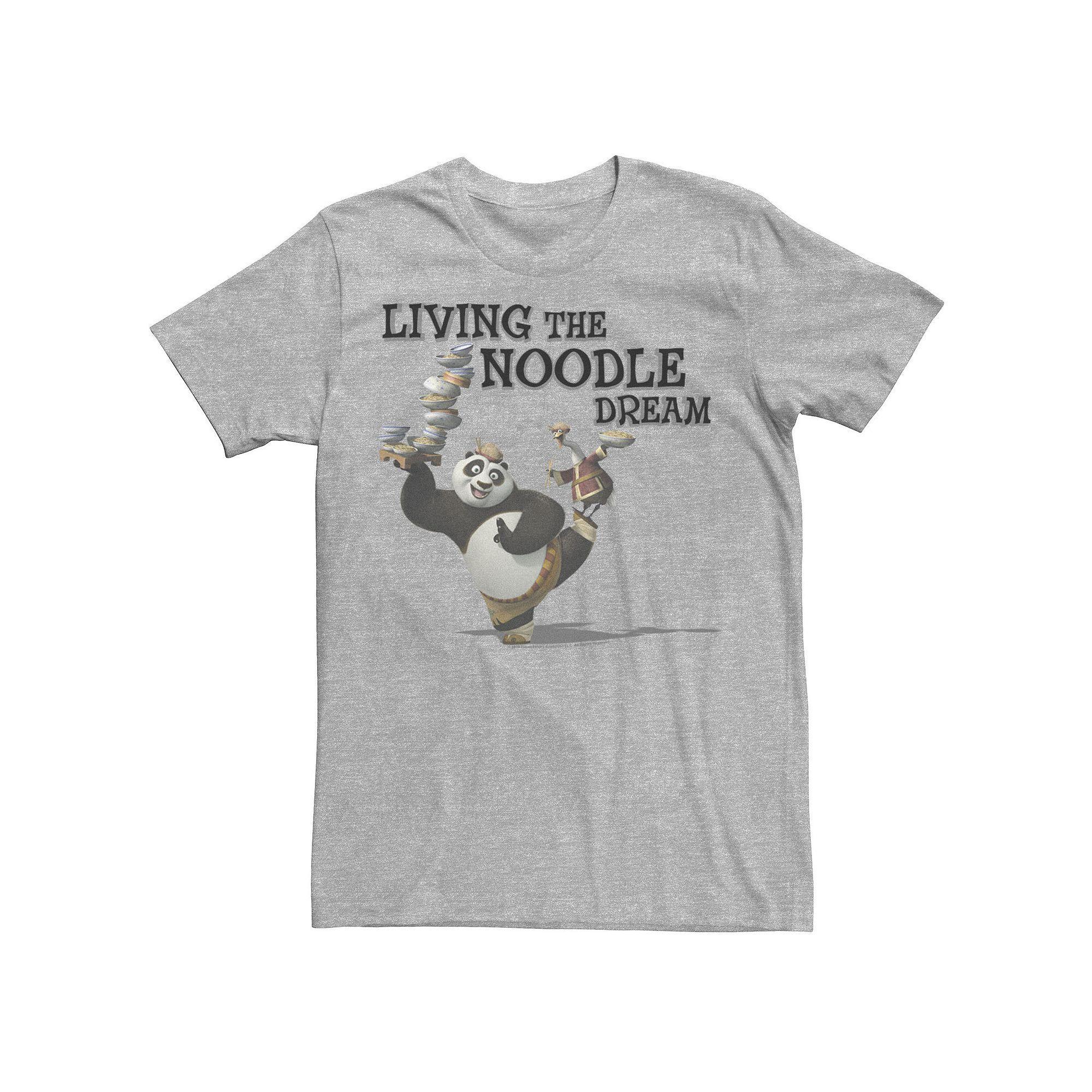 Mens Kung Fu Panda Po And Mr. Ping Living The Noodle Dream Graphic Tee Athletic Grey Product Image
