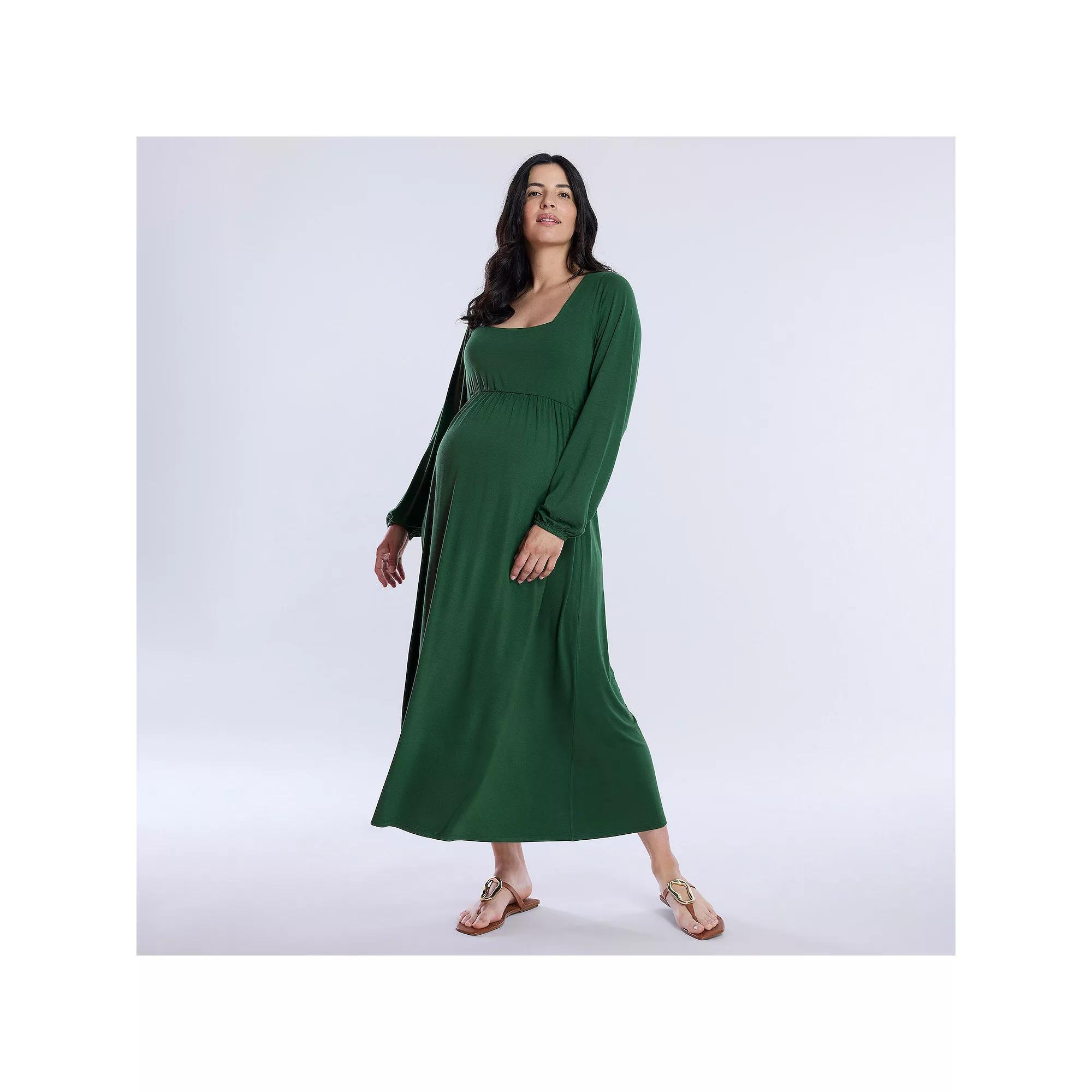 Maternity Motherhood® Empire Waist Maxi Dress, Women's, Size: XS-MAT, Vintage Blue Product Image