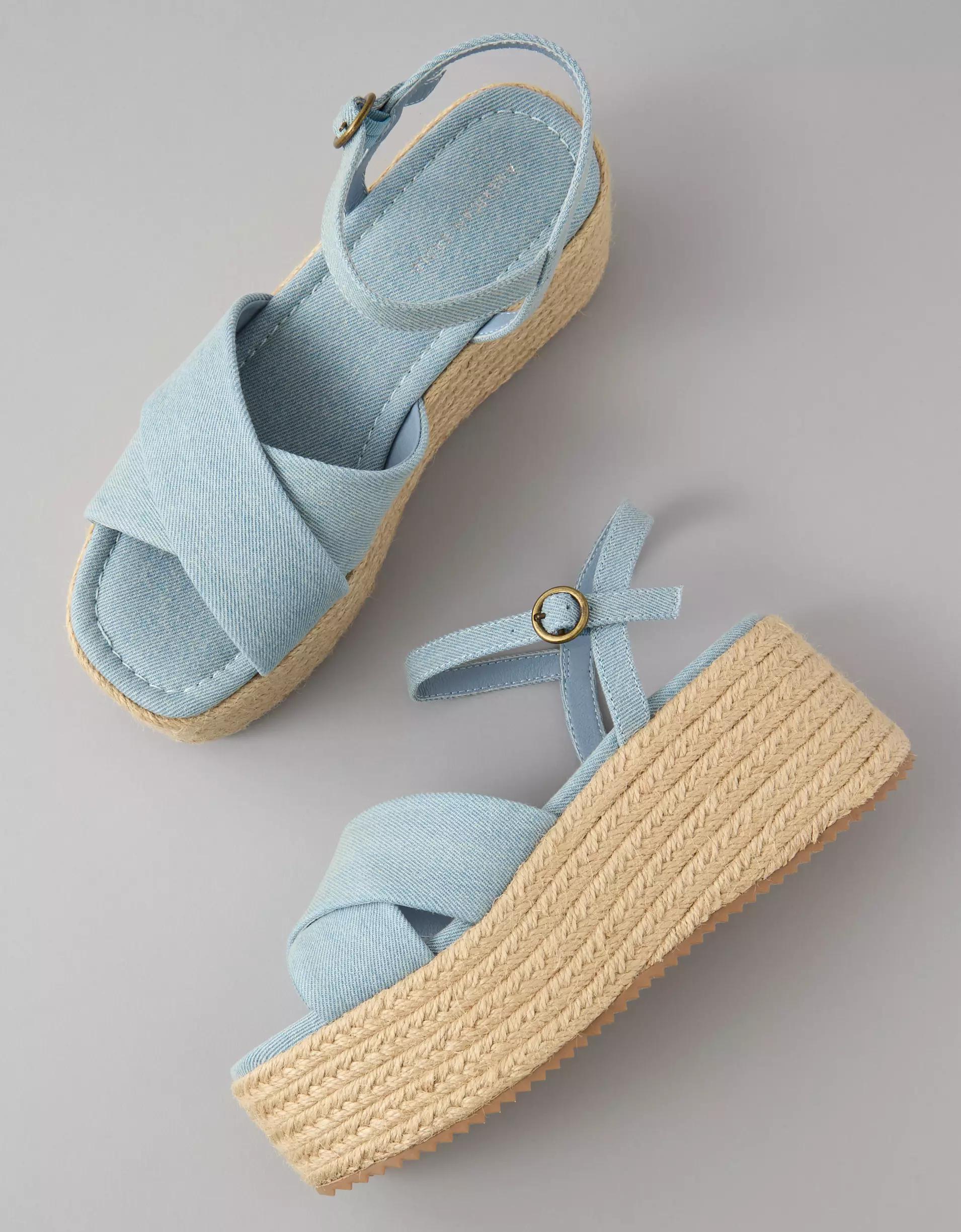 AE Denim Flatform Wedge Sandal Product Image