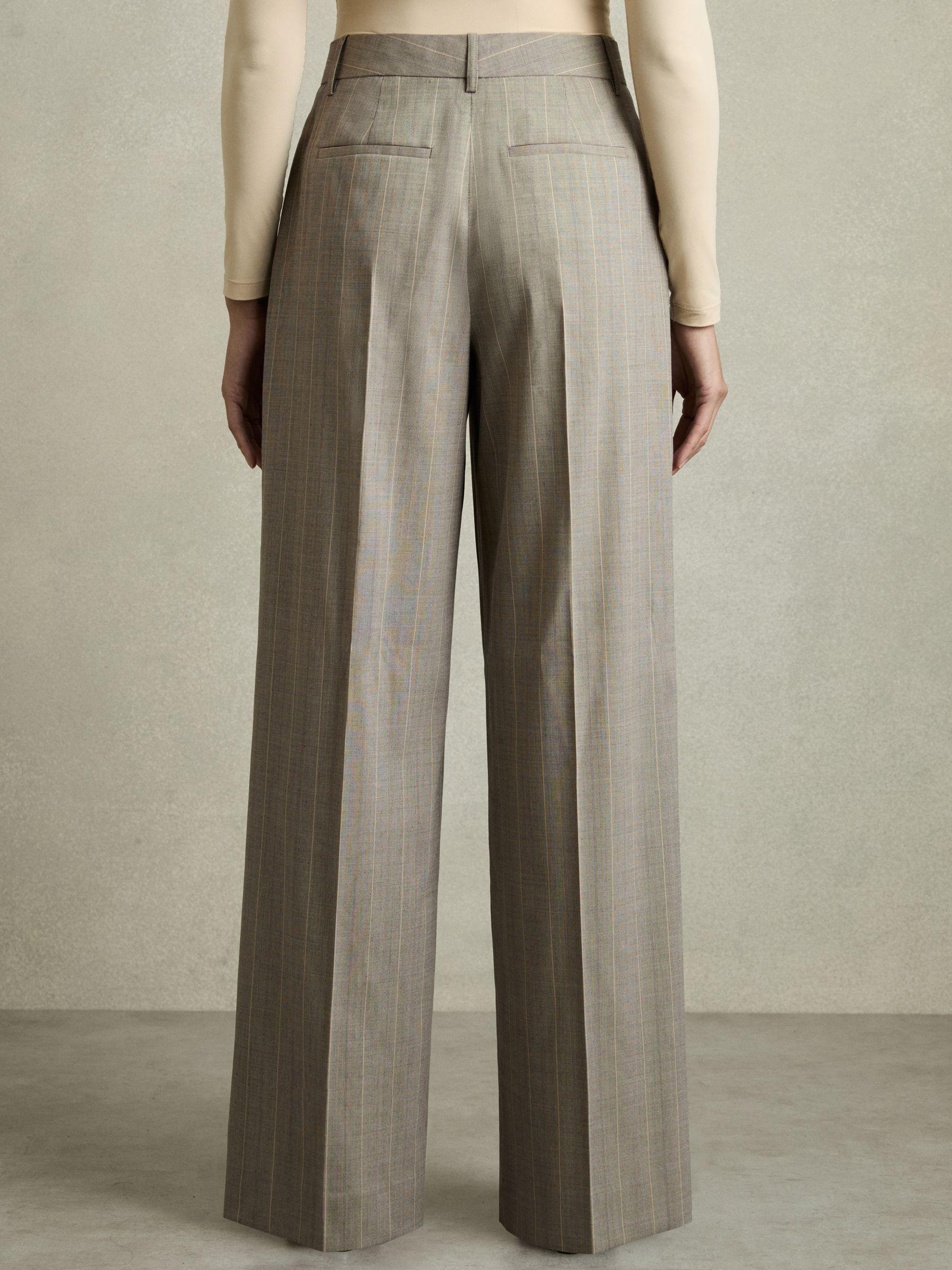 Petite Wool-Blend Wide-Leg Pinstripe Trousers in Grey Product Image