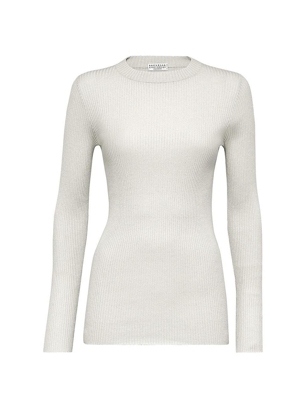 Womens Sparkling Cashmere and Silk Rib Knit Lightweight Sweater Product Image
