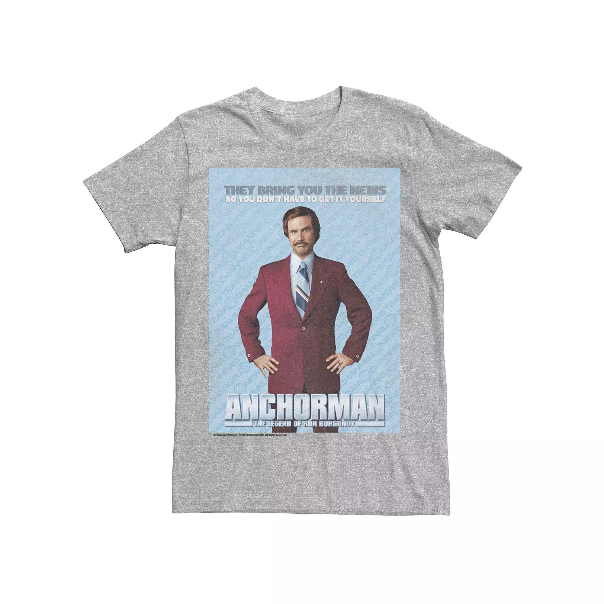 Men's Anchormen Ron Logo Poster Tee, Size: Small, Athletic Grey Product Image