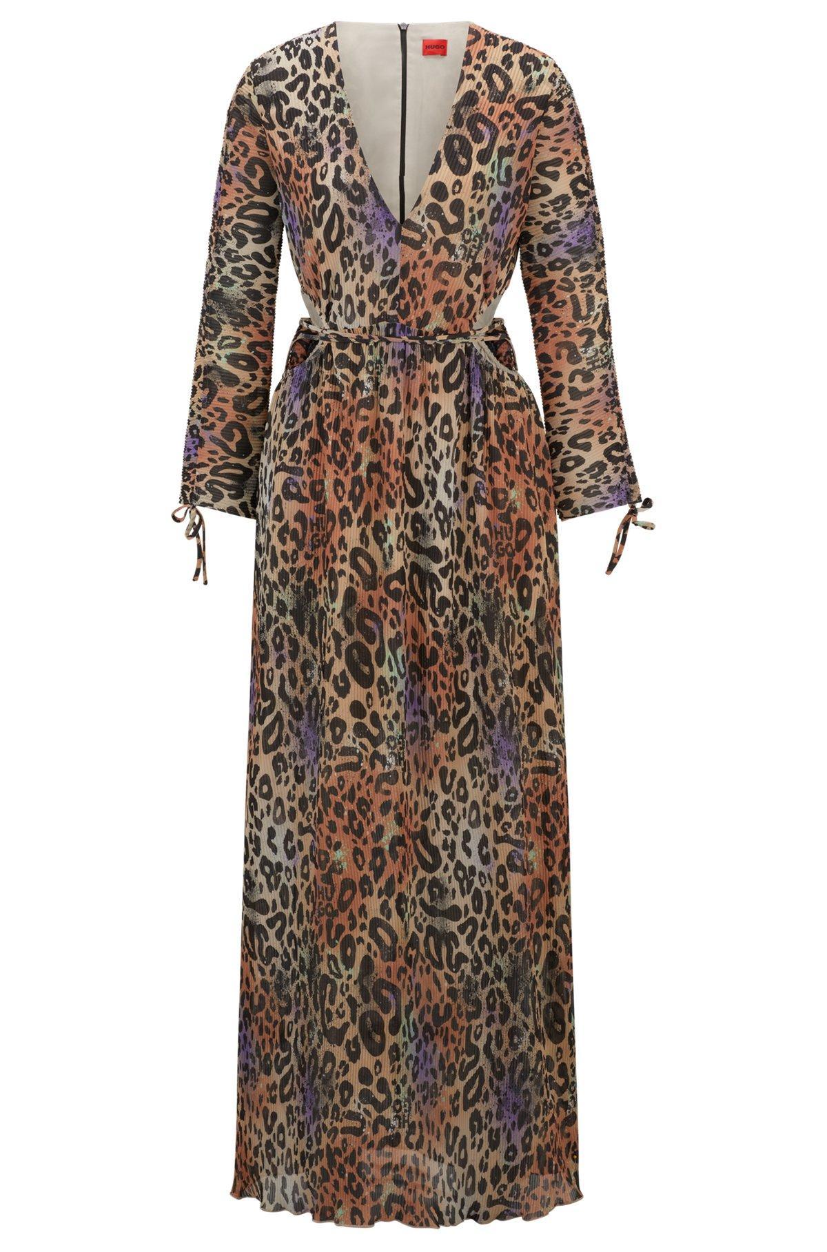 Animal-print plissé dress with cut-out details Product Image