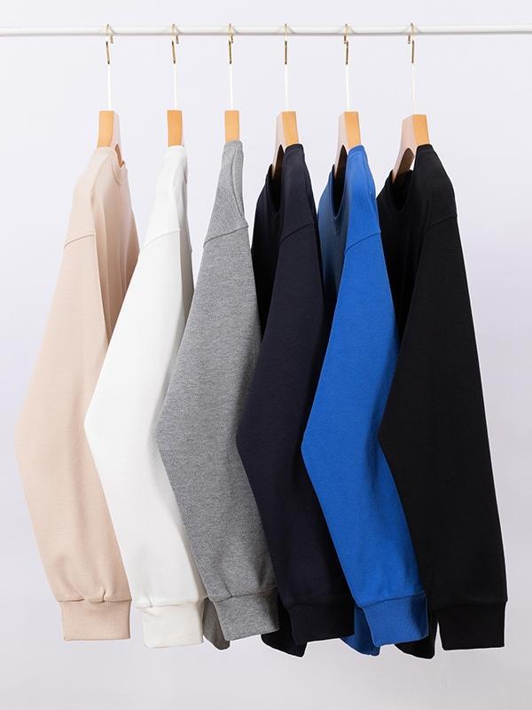 Men’s Solid Color Twill Crew Neck Oversized Hoodie Product Image