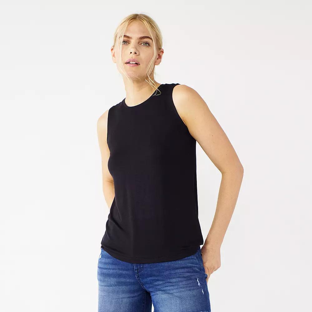 Nine West Essential Easy High-Neck Tank Top, Women's, Size: Medium, Black Product Image