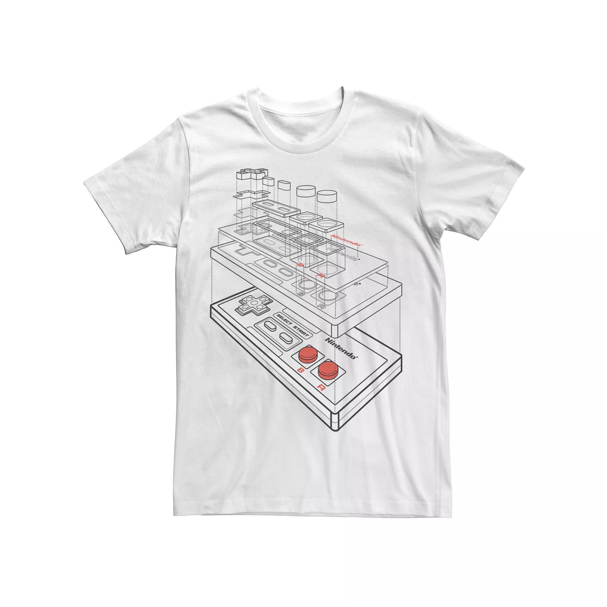 Men's Super Nintendo Controller Schematics Tee, Size: Medium, White Product Image