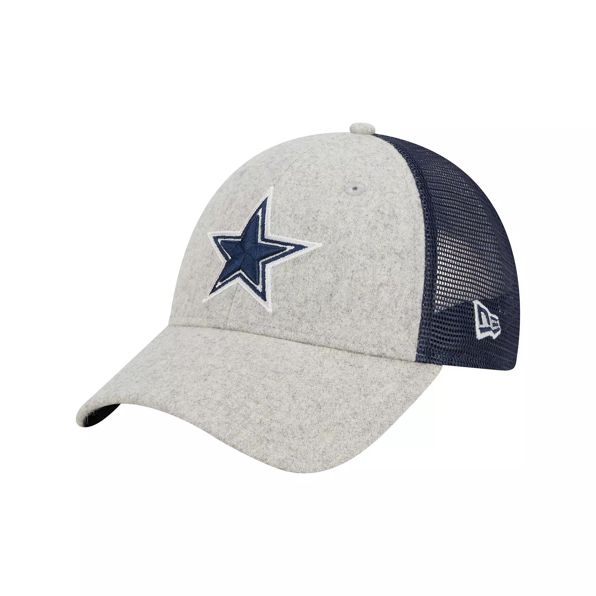 Men's New Era Heather Gray/Navy Dallas Cowboys Pop Trucker 9FORTY Adjustable Hat, Grey Product Image