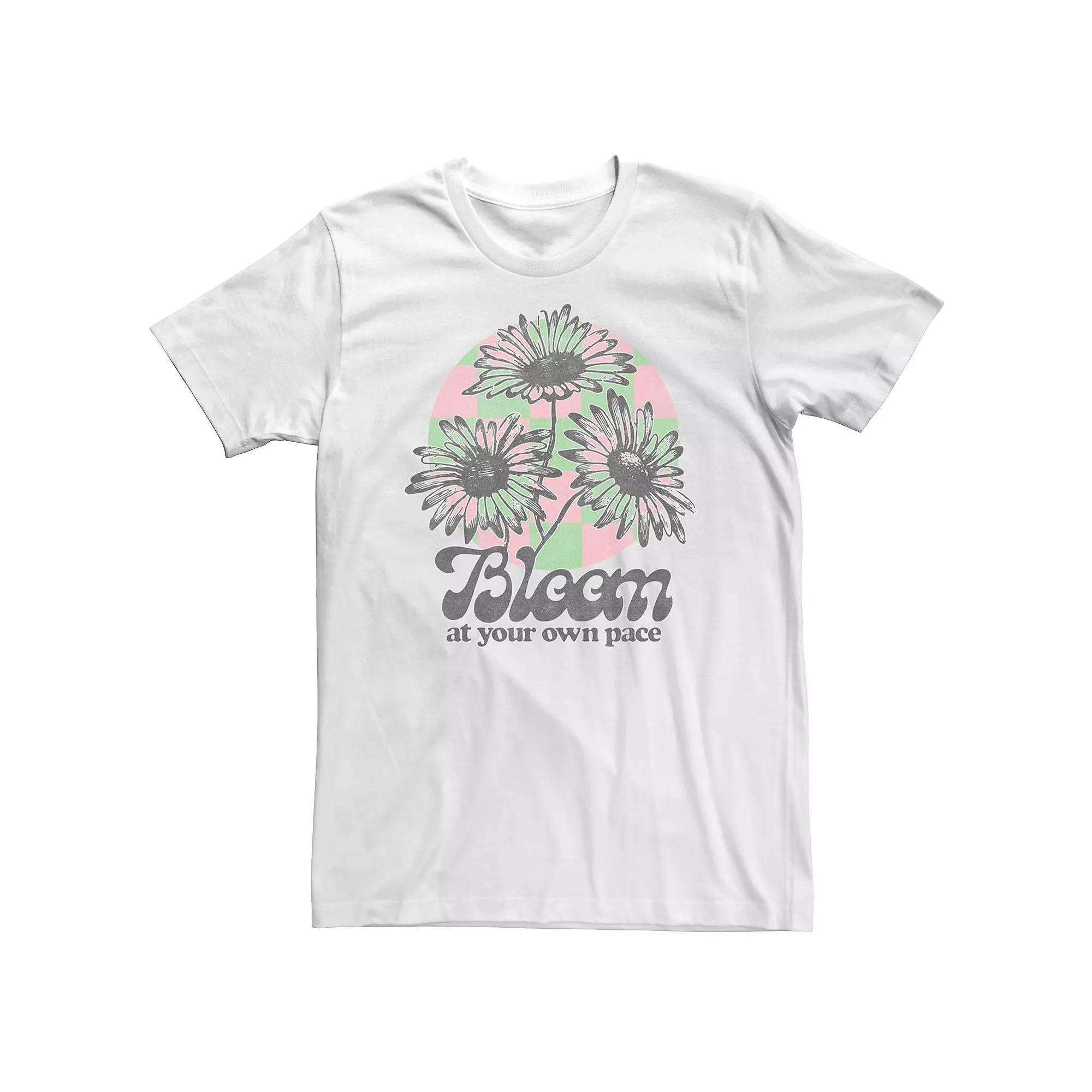 Big & Tall Trendy "Bloom At Your Own Pace" Daisies Tee, Men's, Size: 5XL, White Product Image