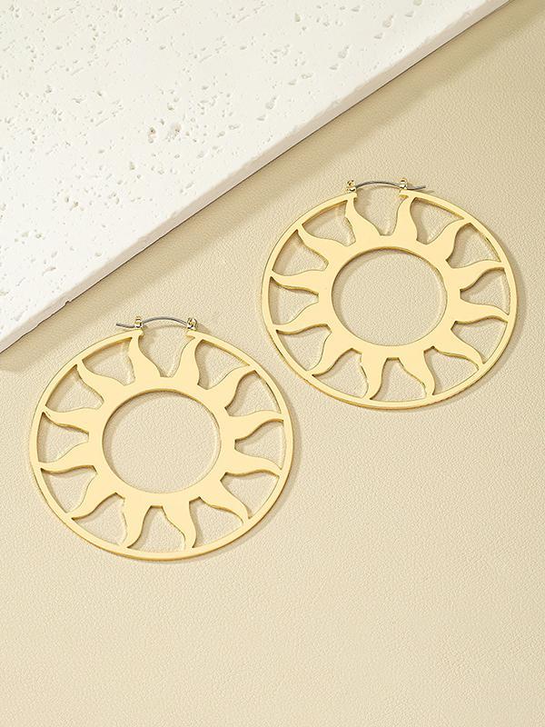 Hollow Solid Color Sun Ear-Ring Product Image