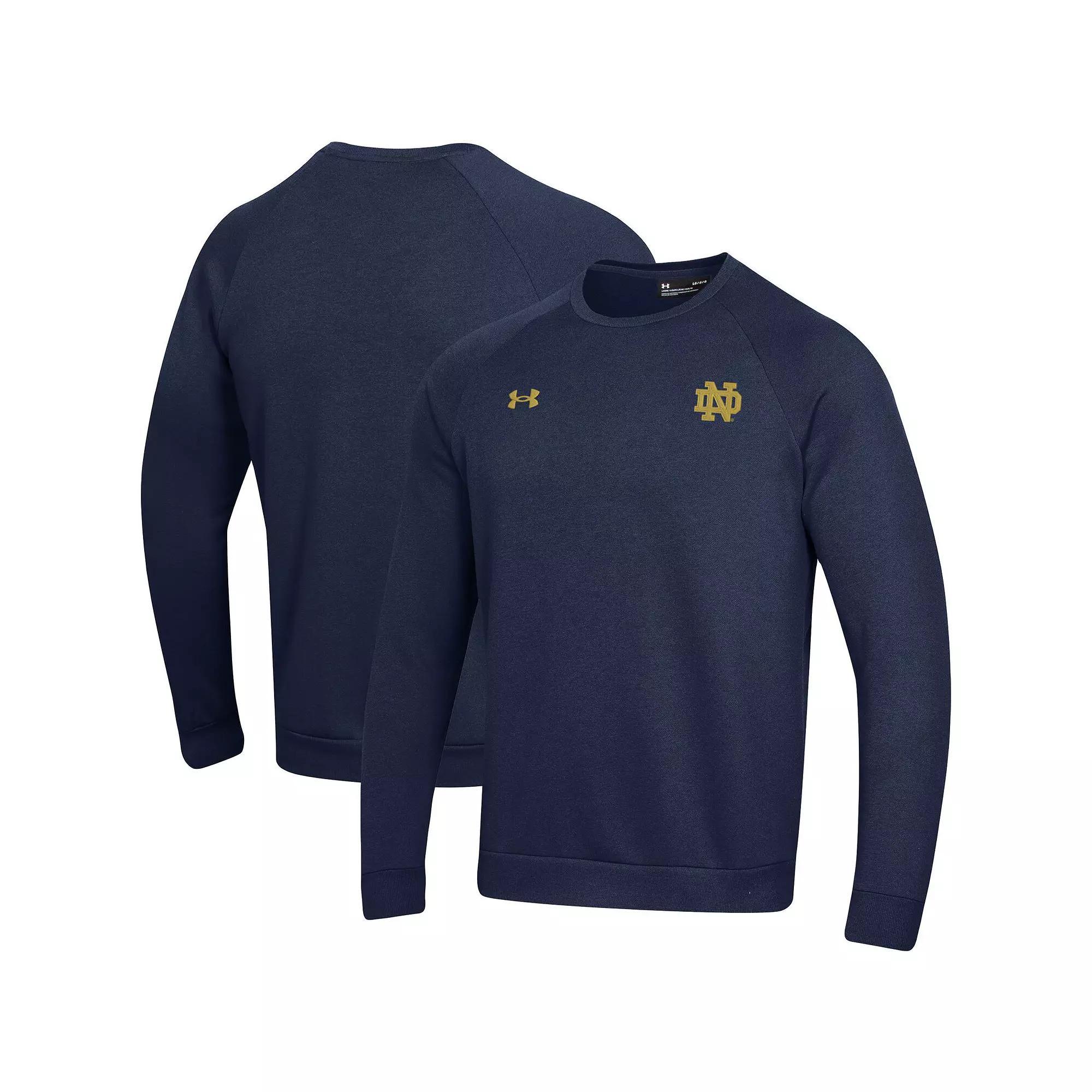 Men's Under Armour  Navy Notre Dame Fighting Irish Coaches Rival Raglan Pullover Sweatshirt, Size: Medium, Blue Product Image
