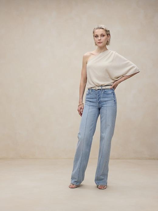 Cashmere-Linen One-Shoulder Sweater Product Image