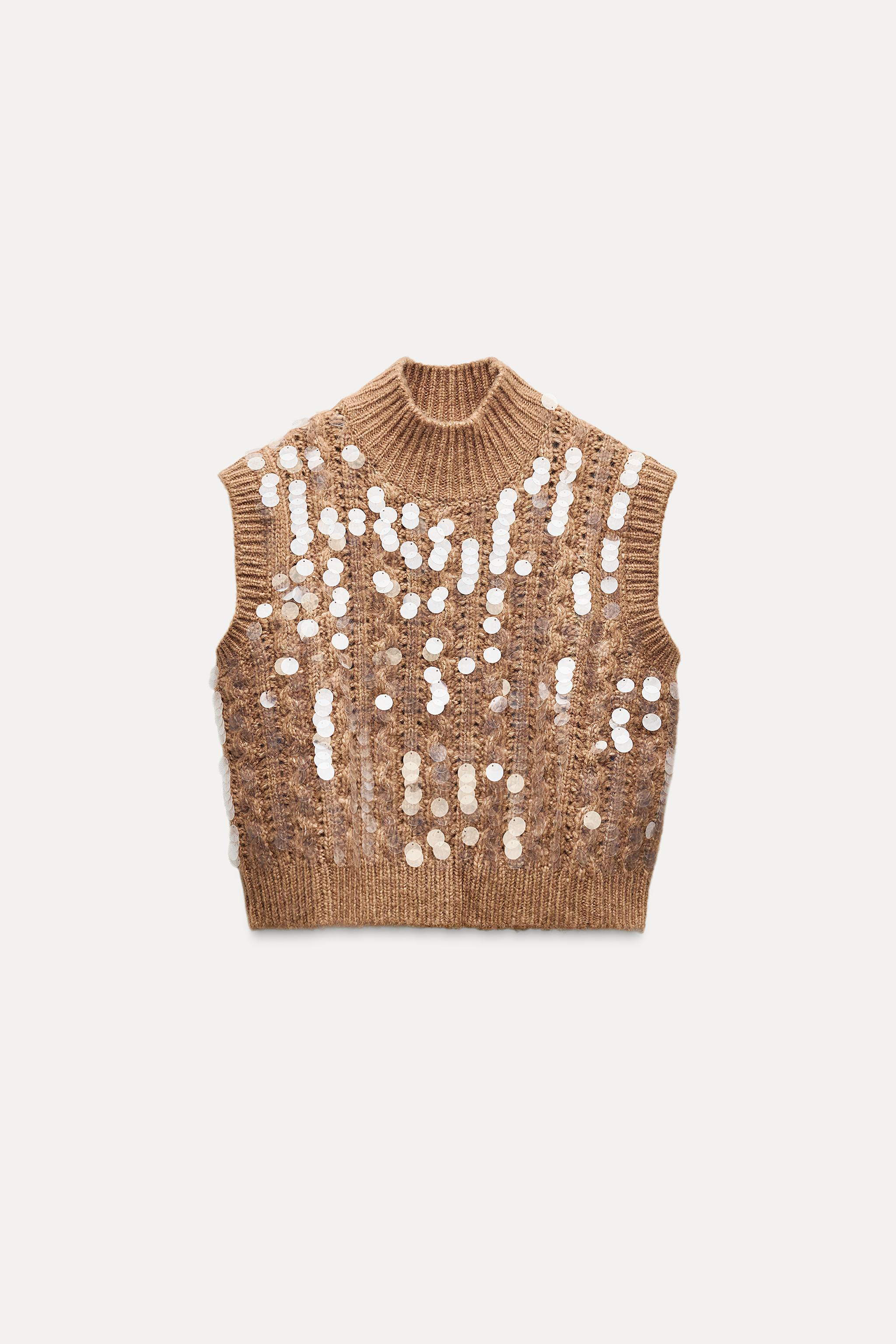 KNIT SEQUIN SWEATER VEST Product Image