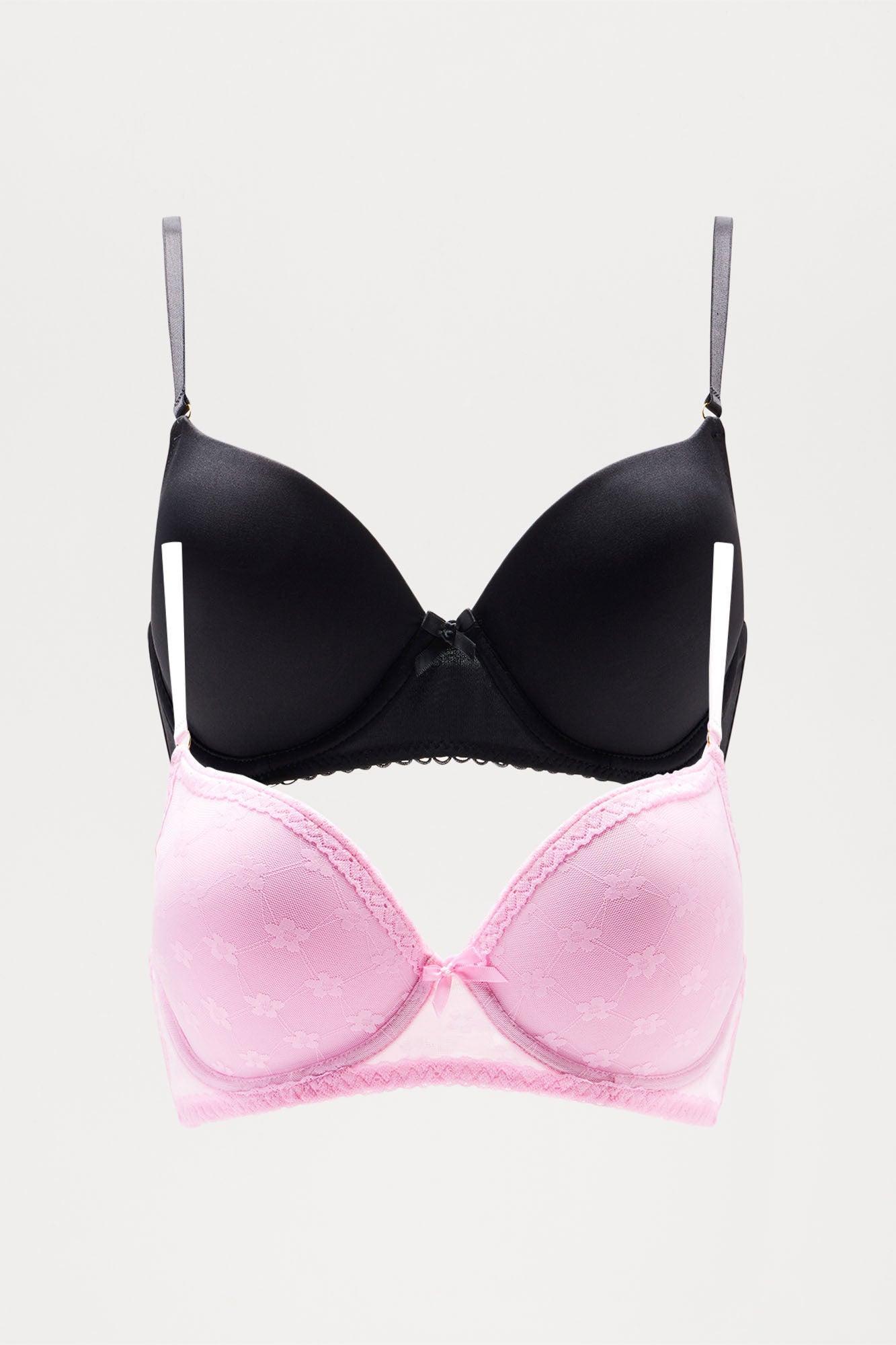 Not A Ditz 2 Pack Push Demi Bras - Pink/combo Product Image