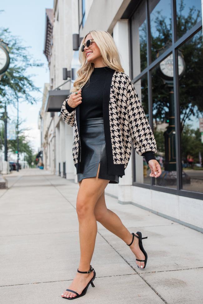 Trying Your Best Tan Houndstooth Cardigan FINAL SALE Product Image