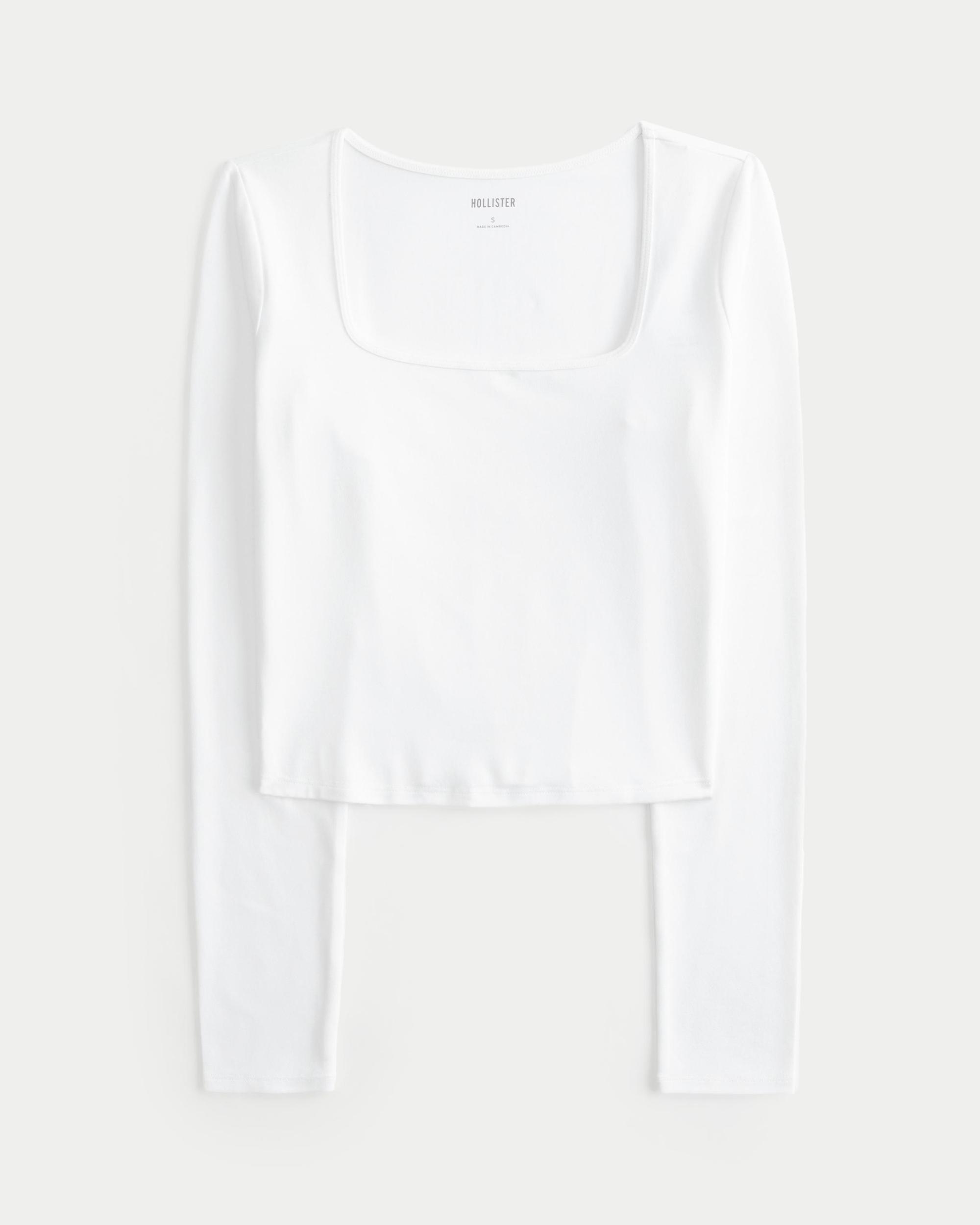 Soft Stretch Seamless Fabric Square-Neck Top Product Image