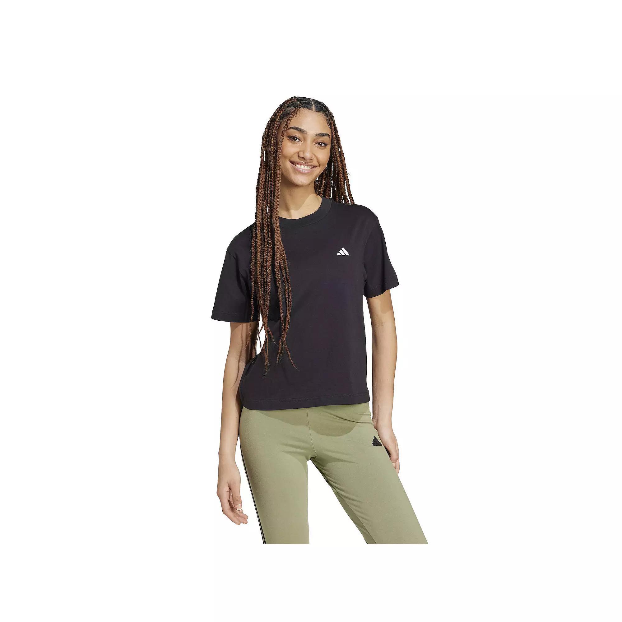 Women's adidas Essentials Small Logo Sportswear T-Shirt, Size: XL, Black Product Image