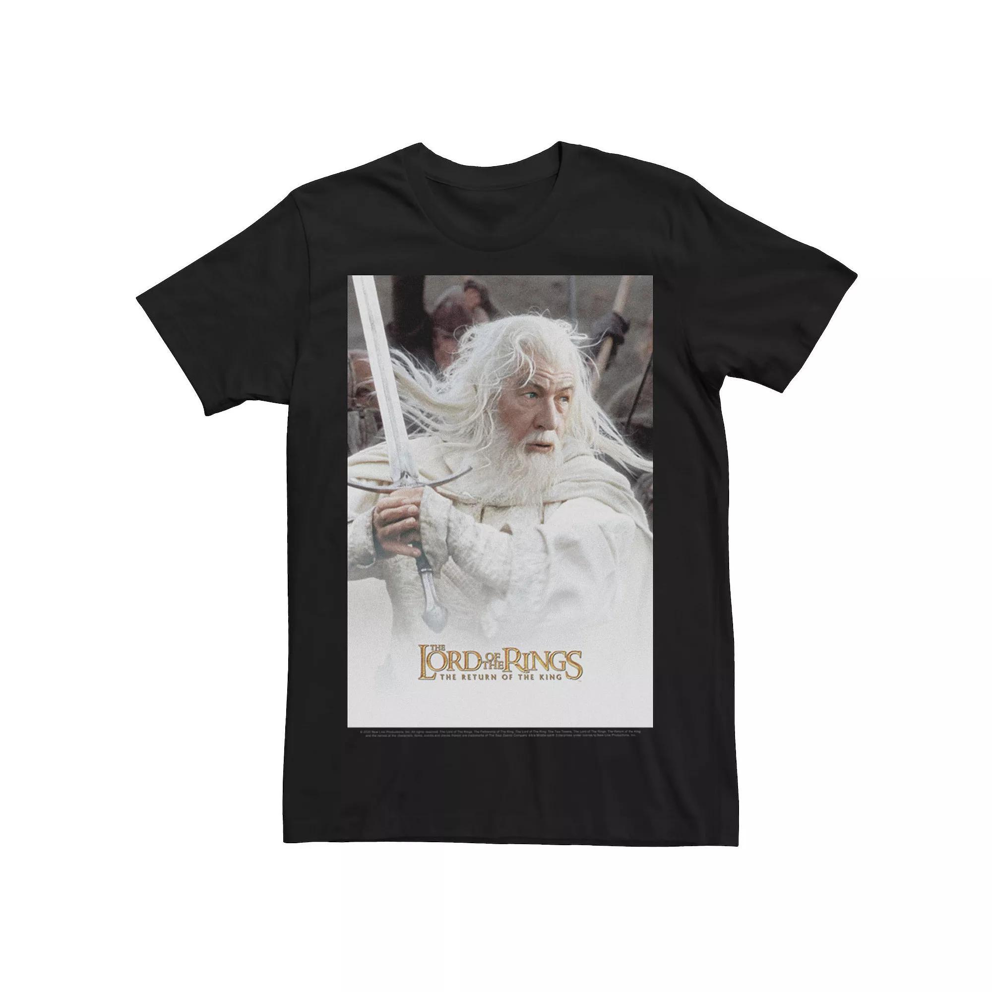 Men's Lord Of The Rings Gandalf Poster Poster Tee, Size: Large, Black Product Image