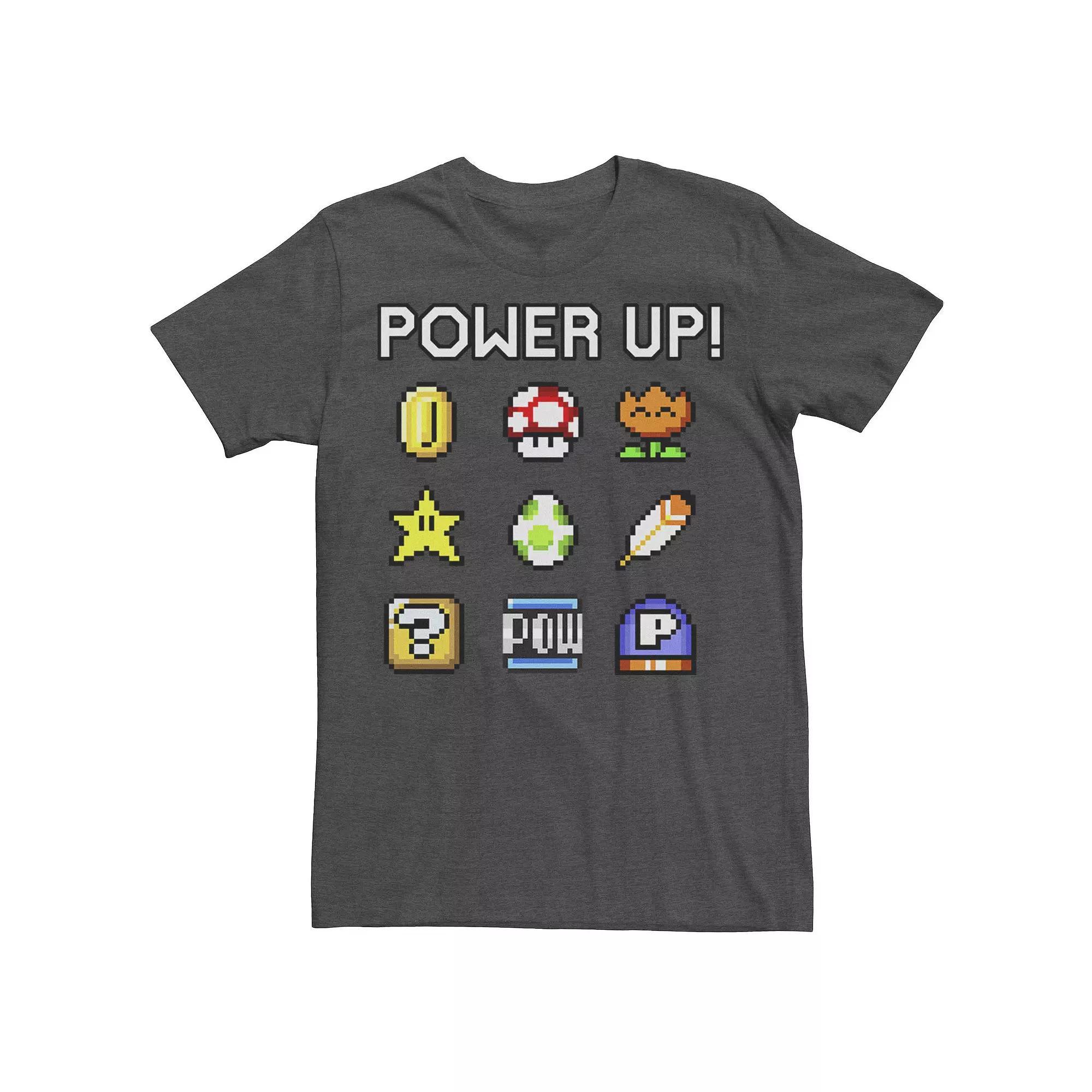 Men's Nintendo Super Mario Bros Power Up Symbols Tee, Size: XL, Grey Heather Product Image