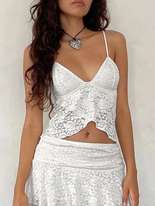 Lace Slit Hem Cami Top Product Image