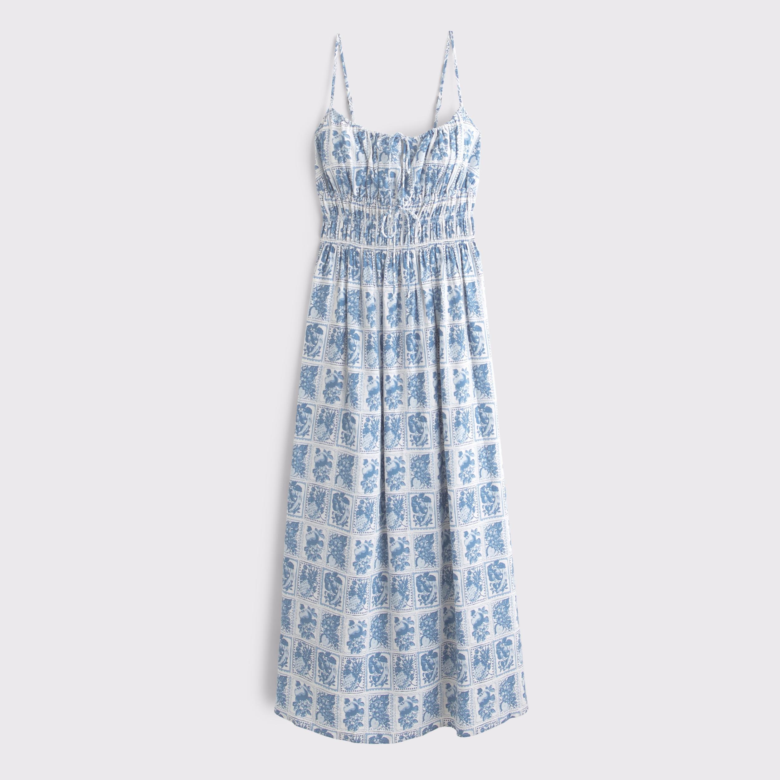 Smocked Tie-Front Maxi Dress Product Image