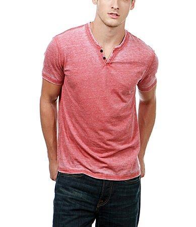 Lucky Brand Short Sleeve Button Notch Neck Venice Burnout T Product Image