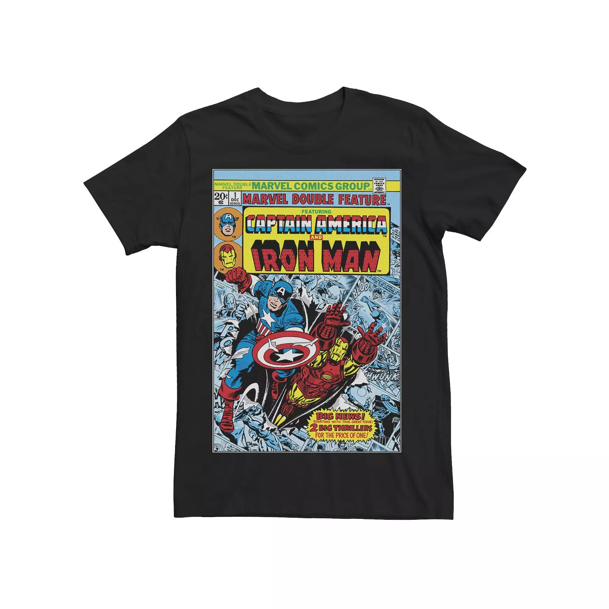 Men's Marvel Captain America And Iron Man Double Feature Comic Tee,  Product Image