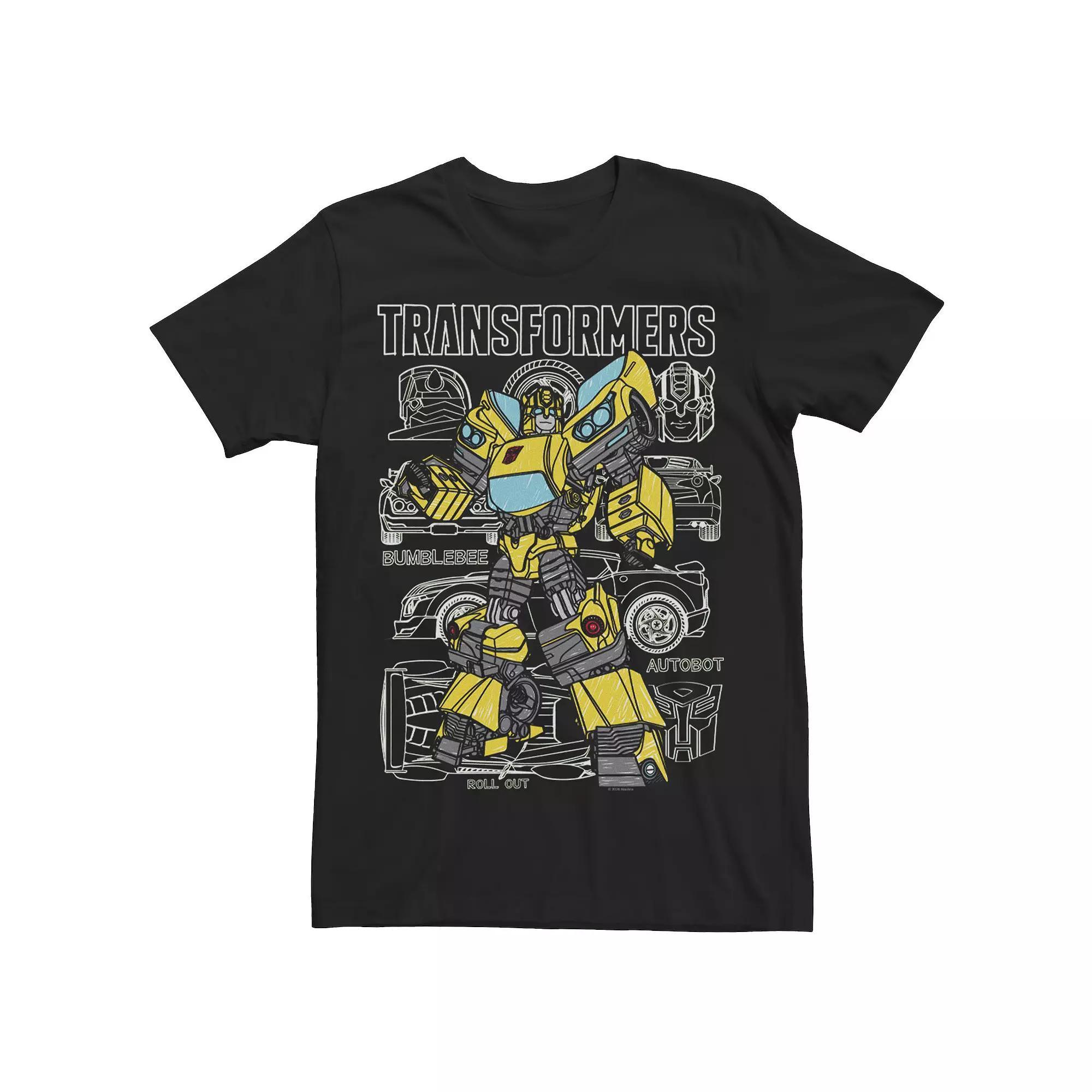 Men's Transformers Bumblebee Doodle Background Tee,  Product Image