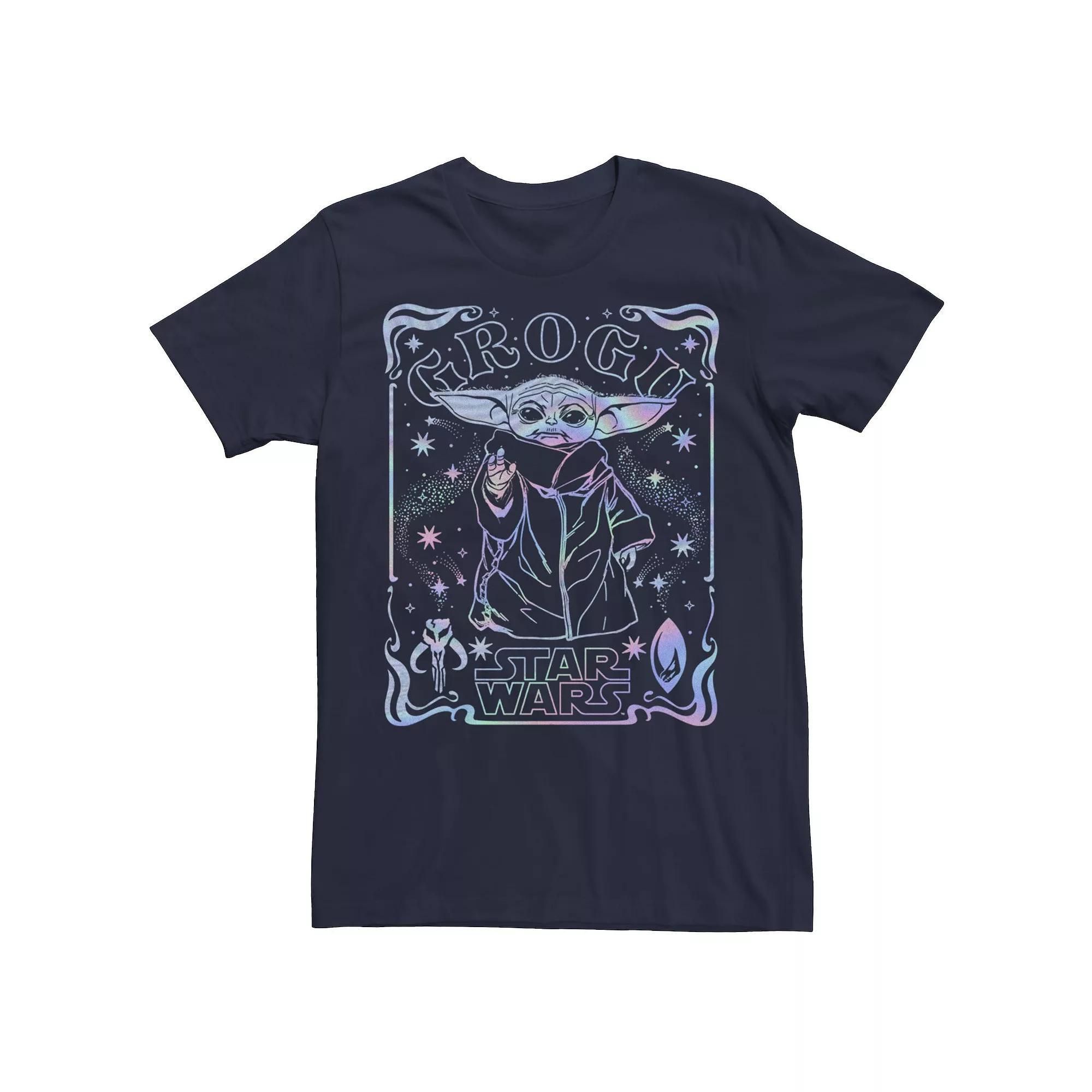 Men's Star Wars: The Mandalorian Grogu Holographic Tee, Size: XXL, Blue Product Image