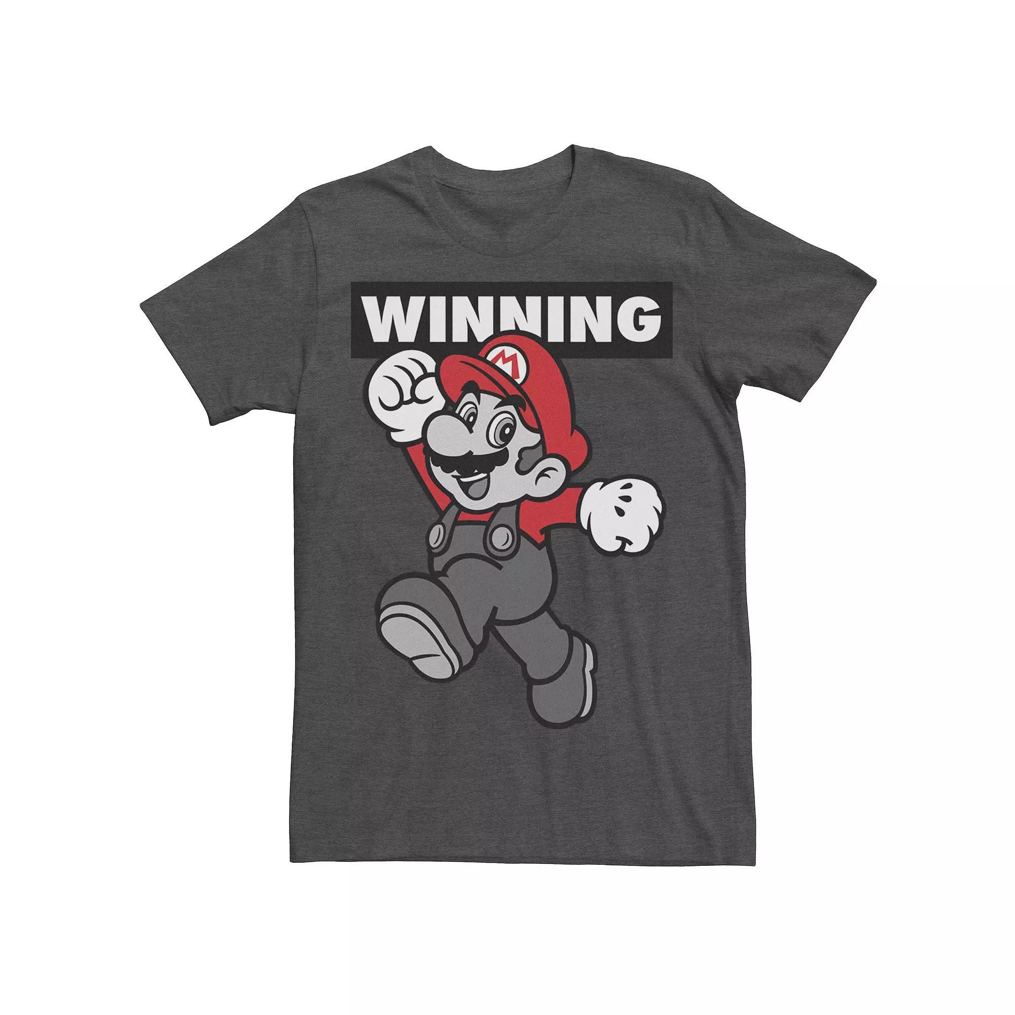 Men's Nintendo Winning Mario Graphic Tee, Size: Medium, Grey Heather Product Image