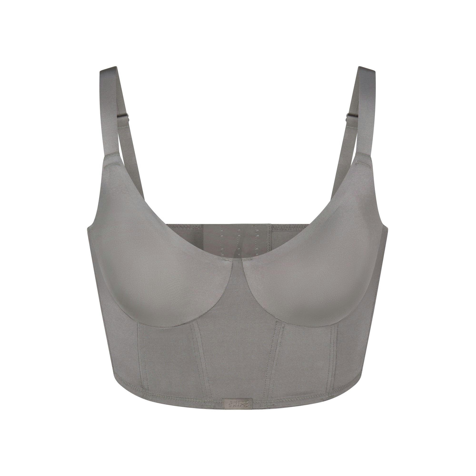 SKIMS LOGO SHINE BALCONETTE CORSET BRA | GREY CHALK Product Image