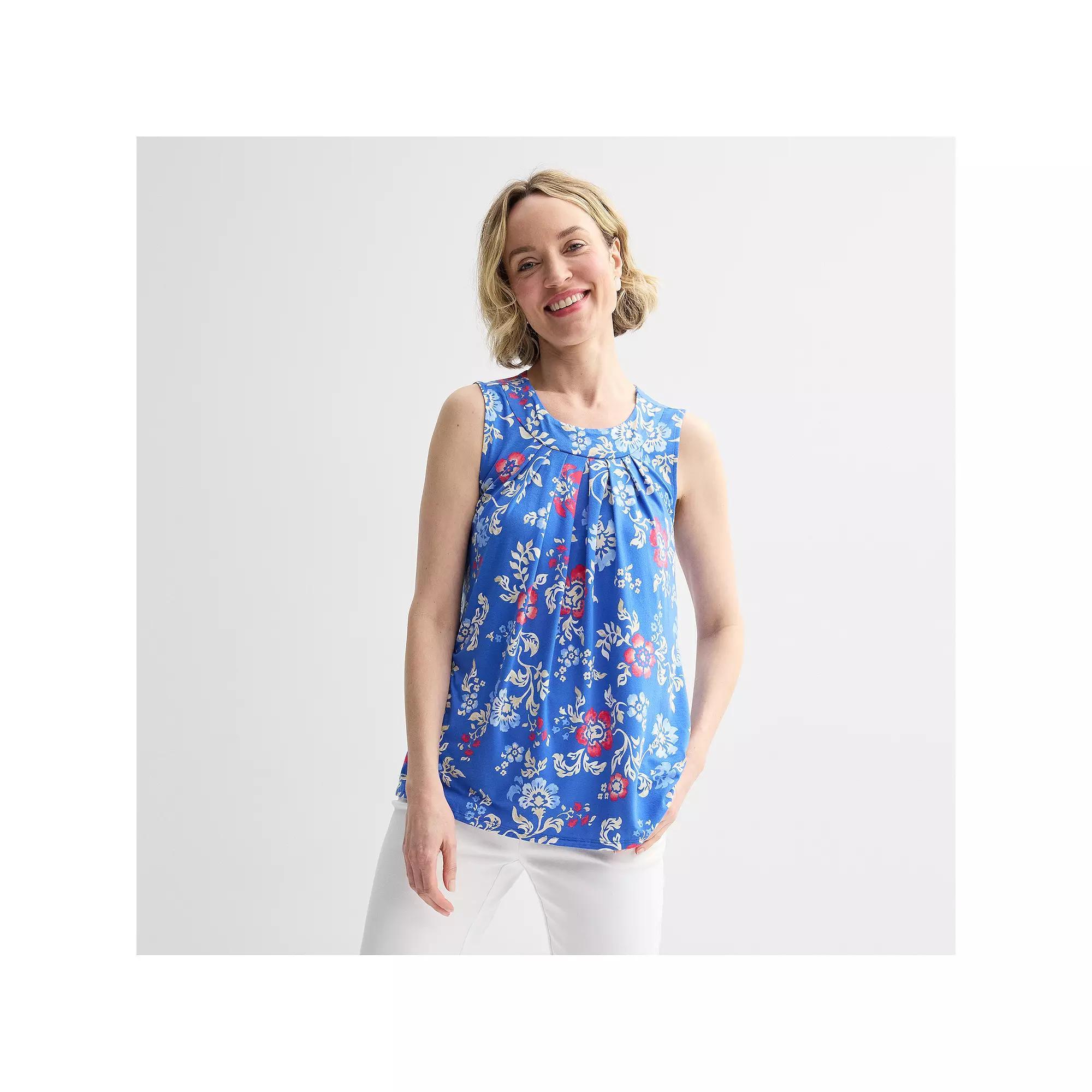 Petite Croft & Barrow® Pleated Tank Top, Women's,  Product Image