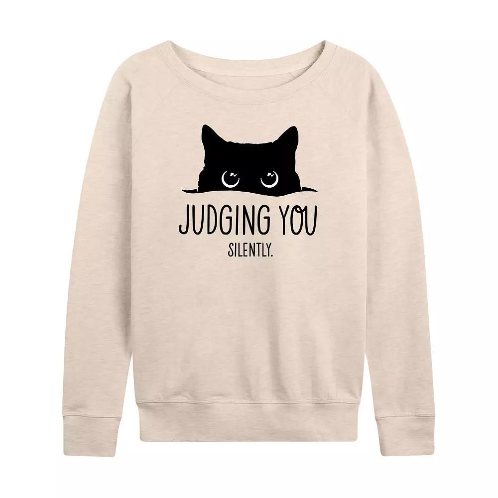 Women's Judging You Silently Cat French Terry Long Sleeve Tee,  Product Image