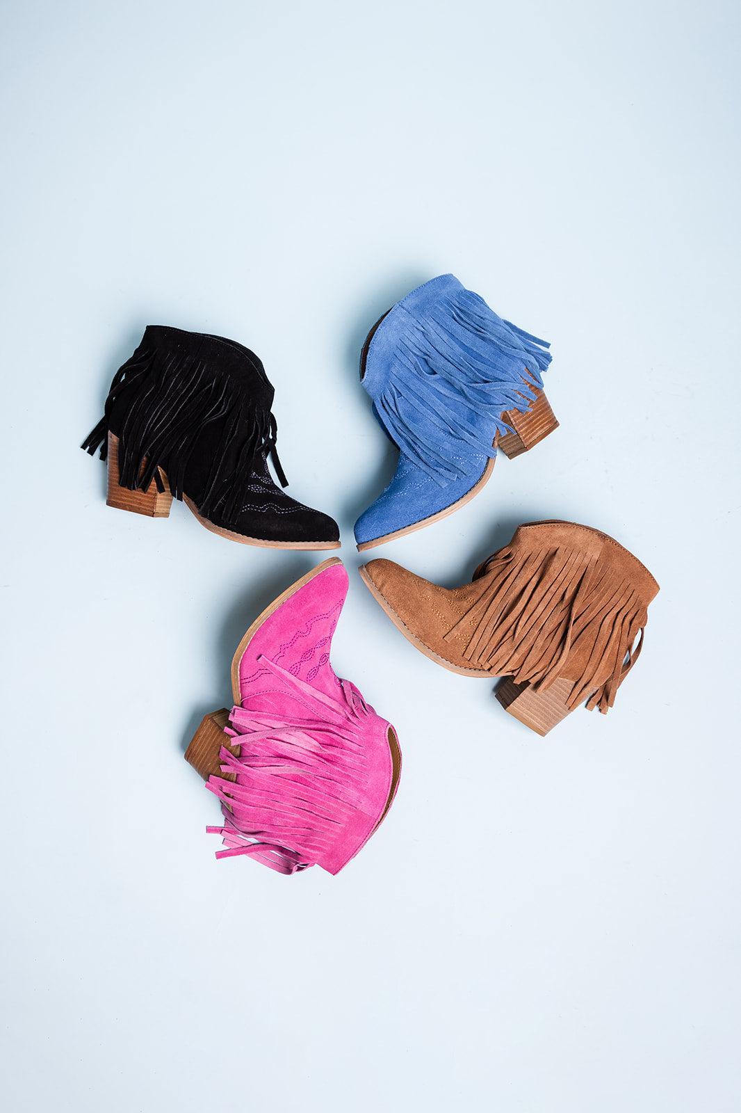 Amos Fringe Ankle Bootie in Tan Suede (Online Exclusive) Product Image